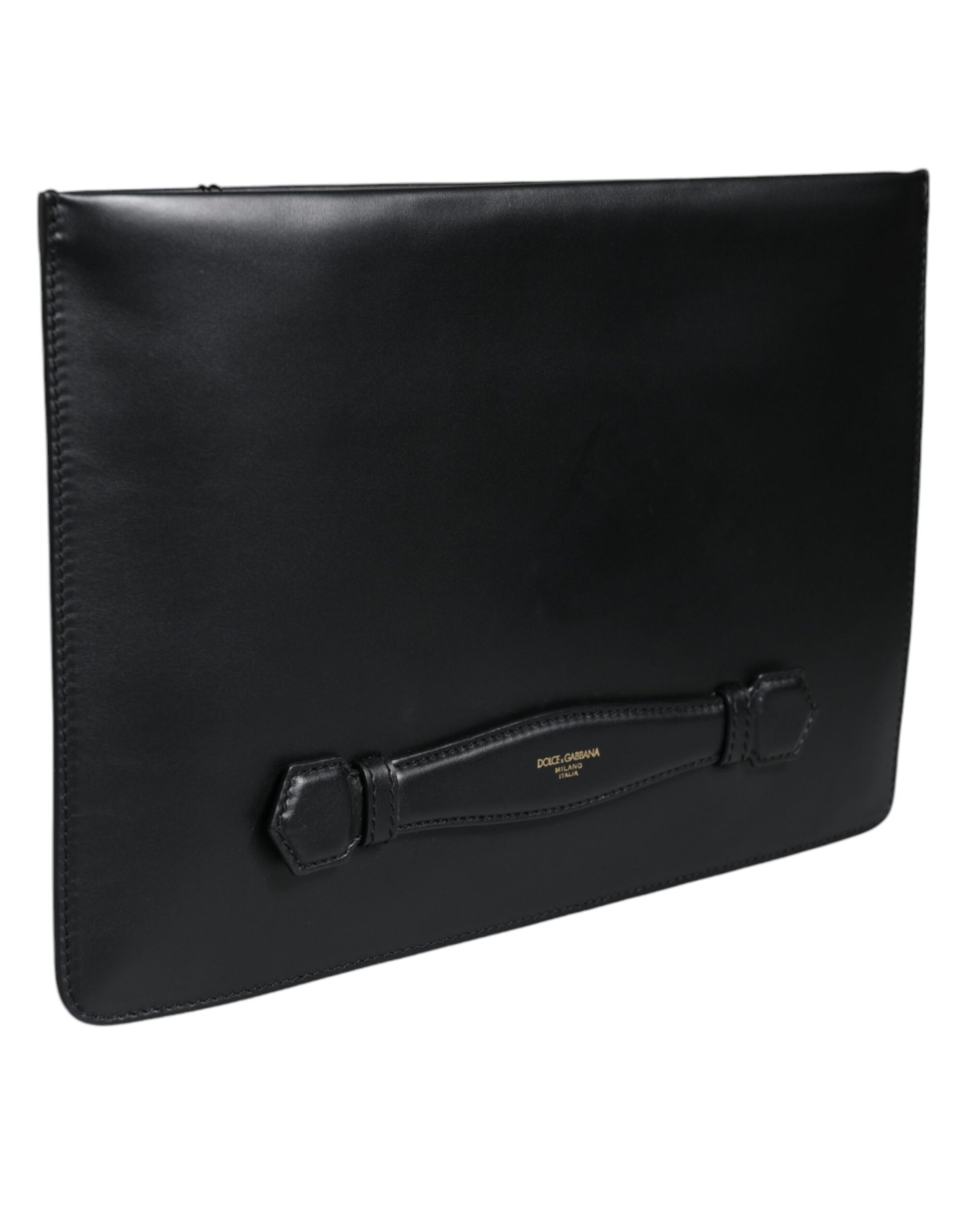 Dolce &amp; Gabbana – Mediterrane Beuteltasche aus schwarzem Kalbsleder