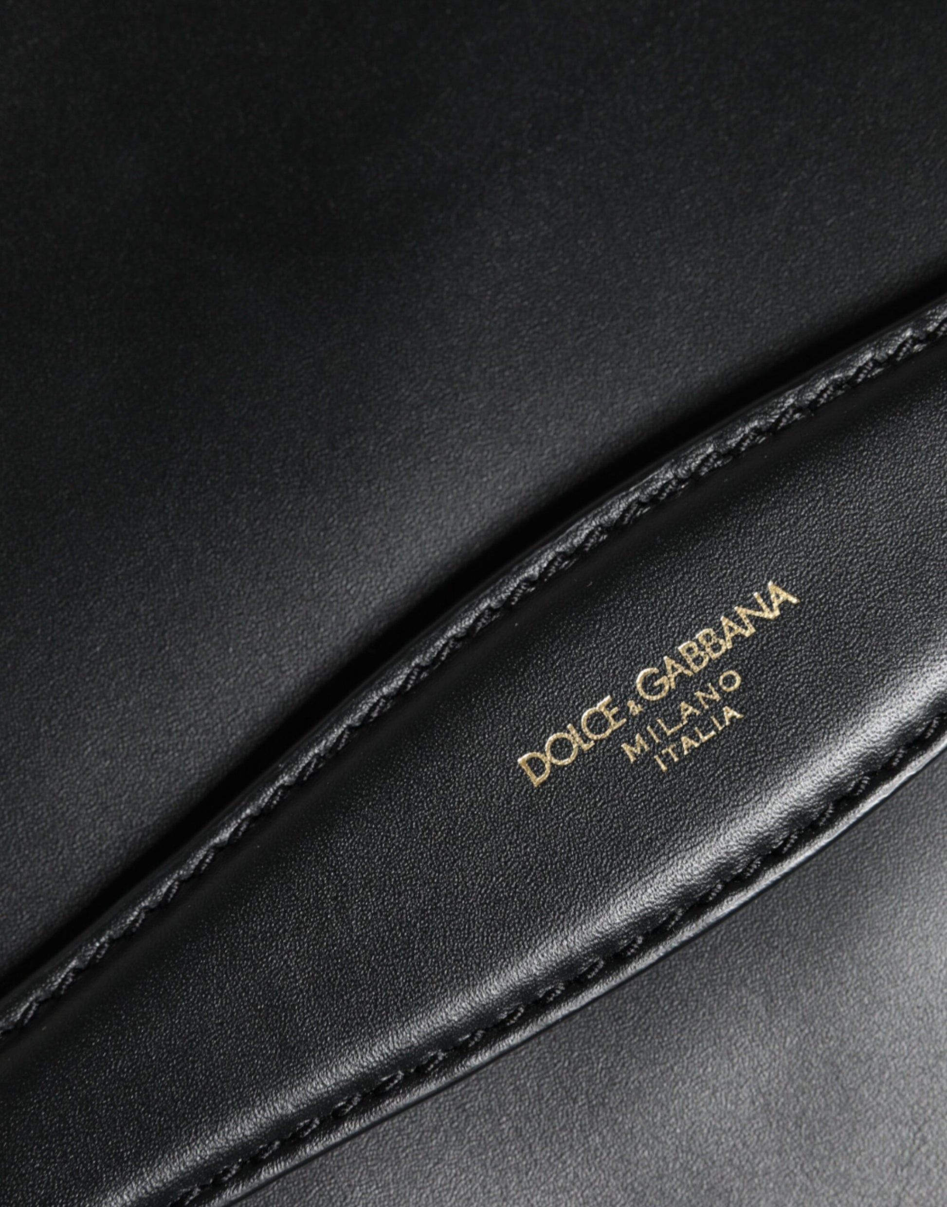 Dolce &amp; Gabbana – Mediterrane Beuteltasche aus schwarzem Kalbsleder