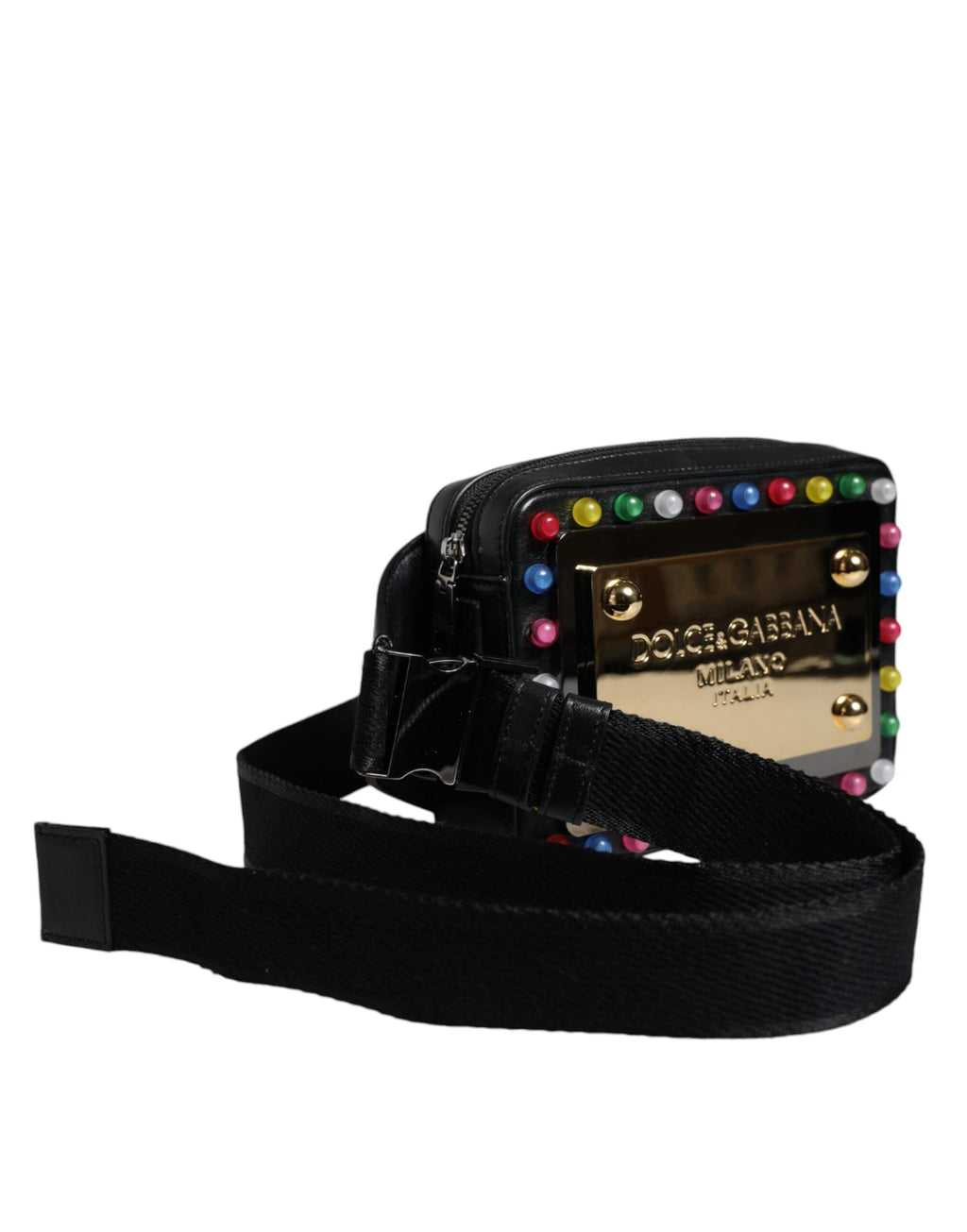 Dolce &amp; Gabbana – Gürteltasche mit LED-Logo aus schwarzem Leder