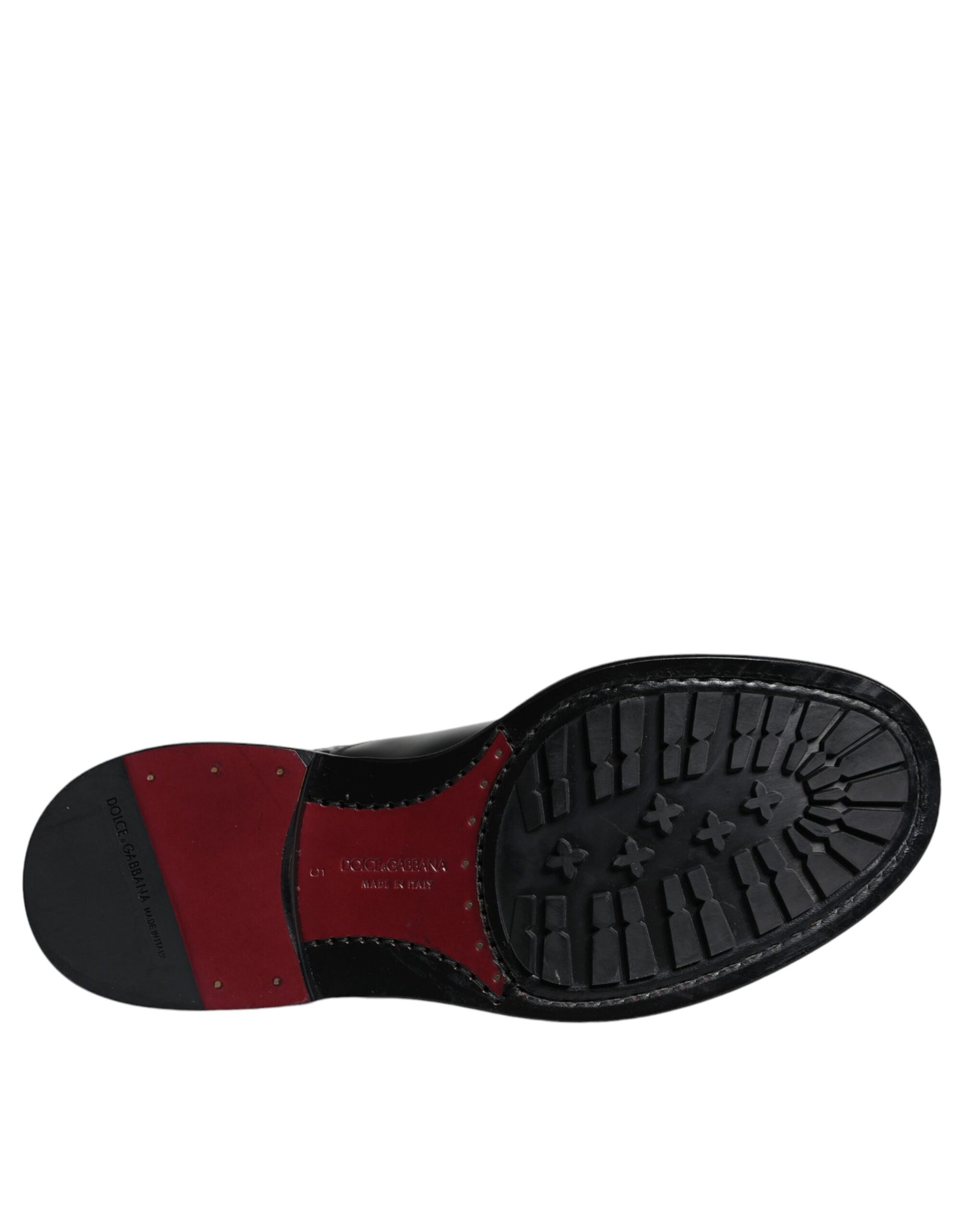Dolce &amp; Gabbana – Schwarze, wadenhohe Schnürstiefel aus Leder