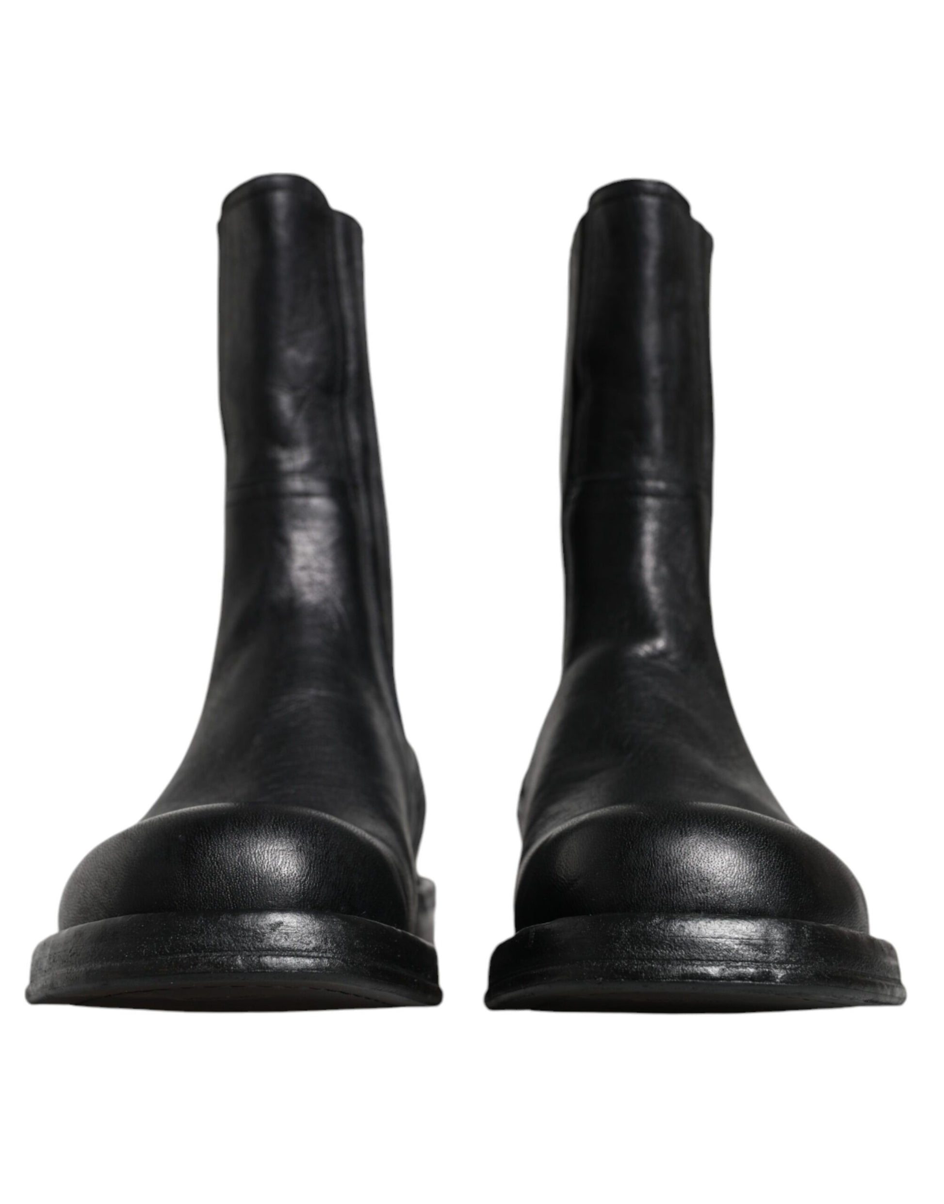 Dolce &amp; Gabbana – Wadenhohe Stiefel aus schwarzem Pferdeleder
