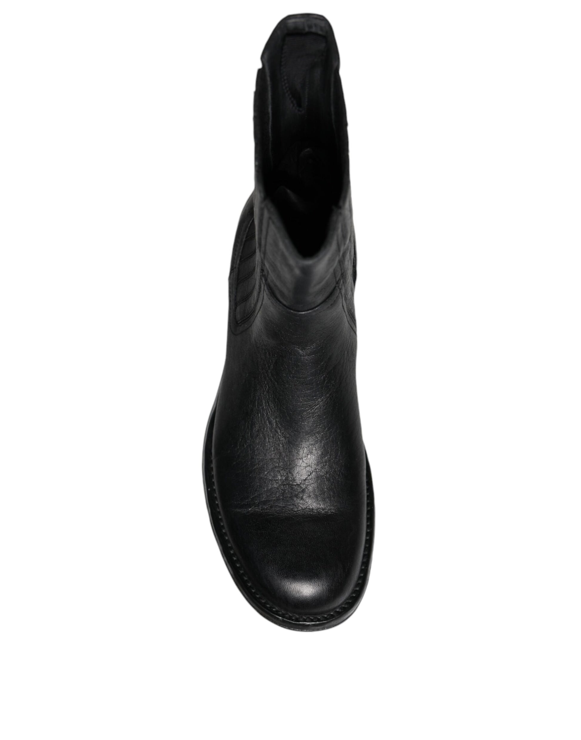 Dolce &amp; Gabbana – Wadenhohe Stiefel aus schwarzem Pferdeleder