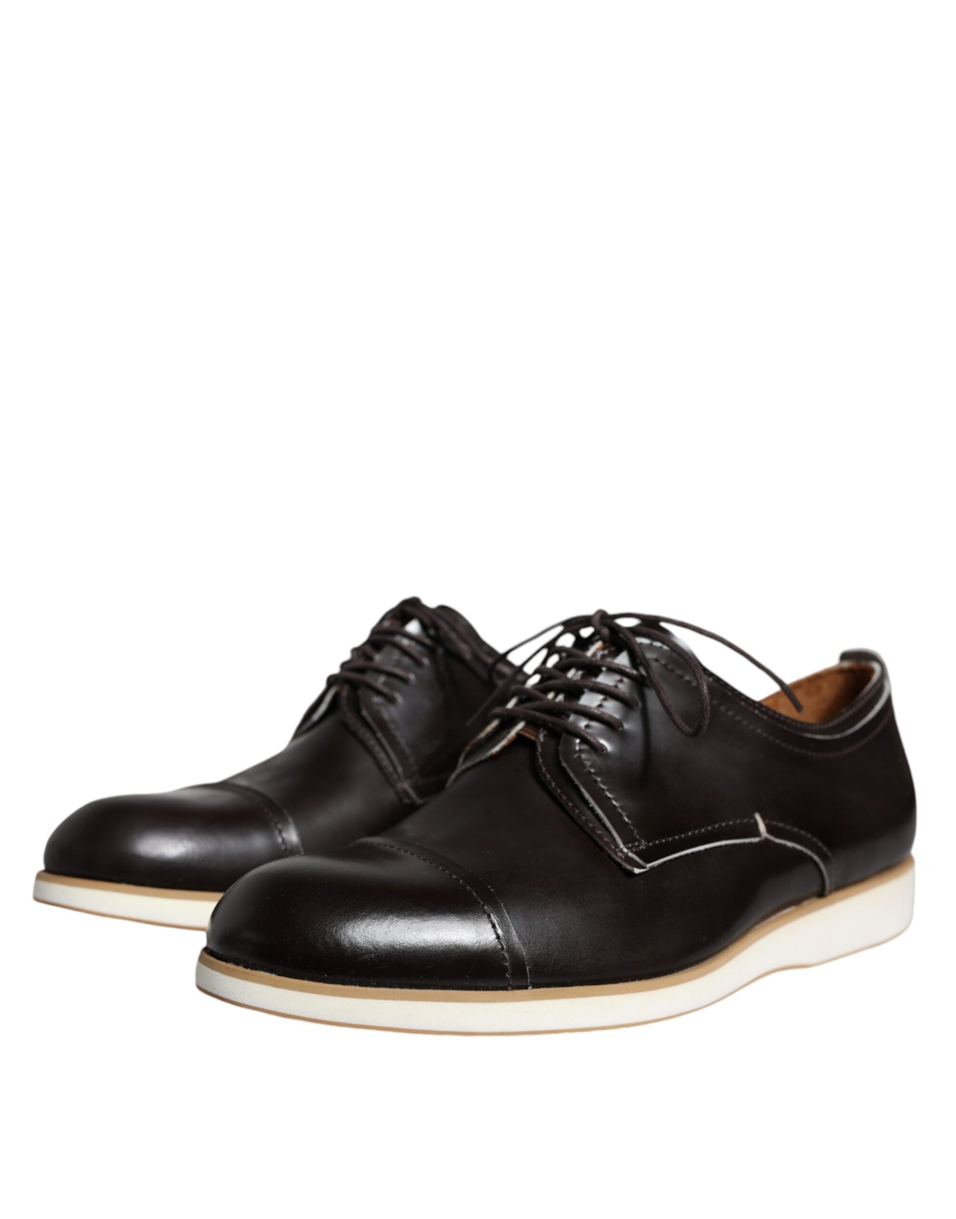 Pollini Herrenschuhe aus schwarzem und weißem Leder mit Schnürung
