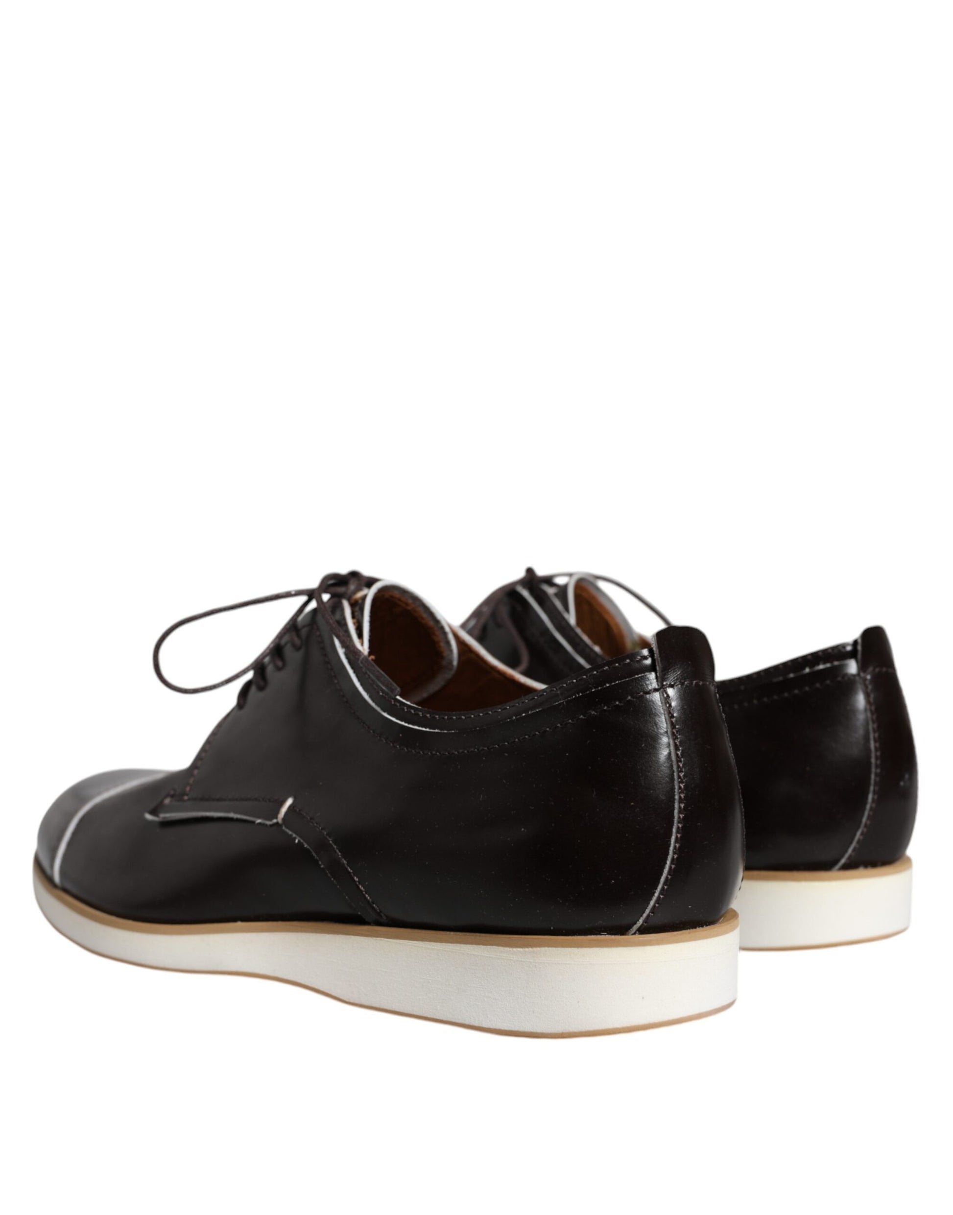Pollini Herrenschuhe aus schwarzem und weißem Leder mit Schnürung