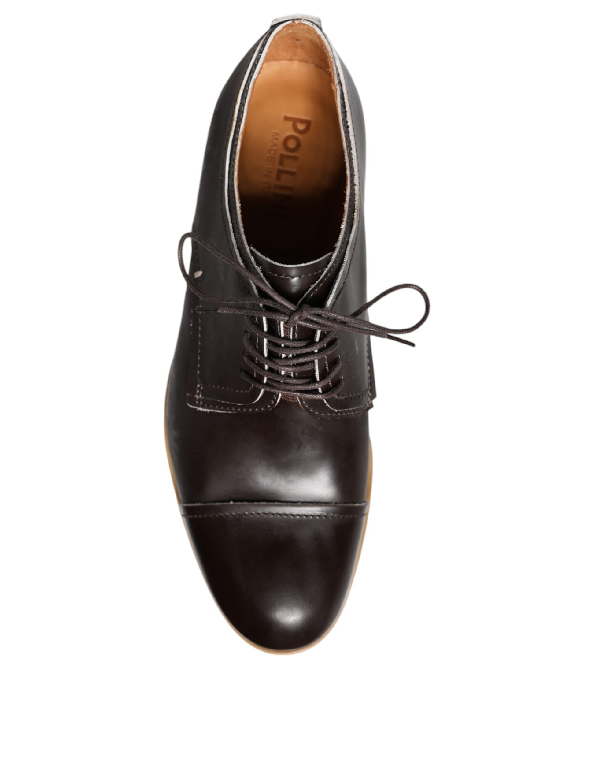 Pollini Herrenschuhe aus schwarzem und weißem Leder mit Schnürung