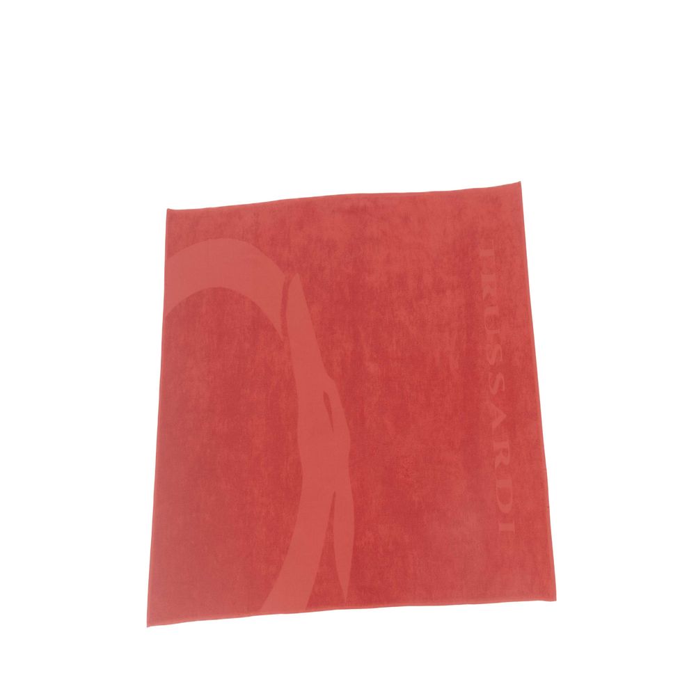 Trussardi Beachwear Rotes Herren-Badetuch aus Baumwolle