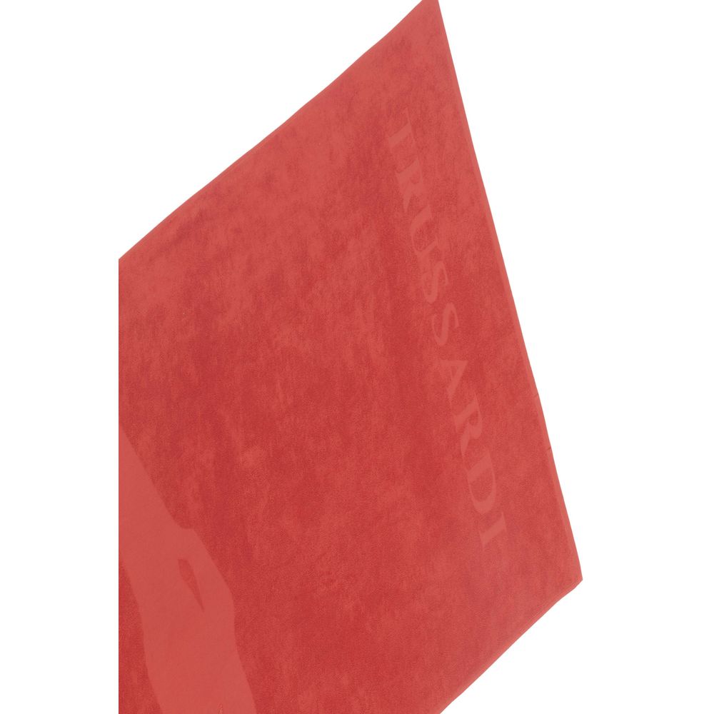 Trussardi Beachwear Rotes Herren-Badetuch aus Baumwolle
