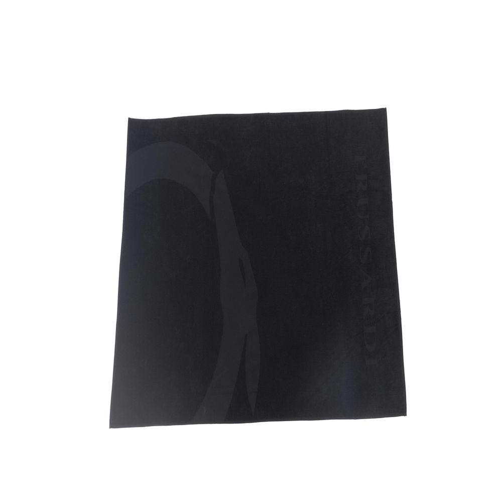 Trussardi Beachwear Schwarzes Herren-Strandtuch aus Baumwolle
