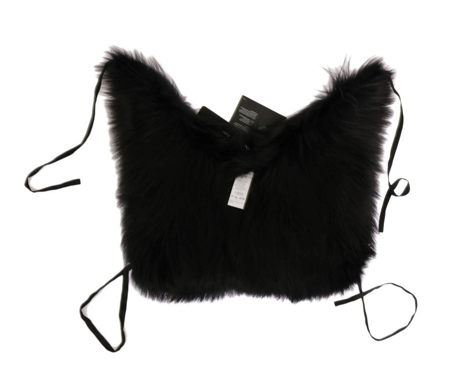 Dolce &amp; Gabbana Eleganter schwarzer Silberfuchspelzschal