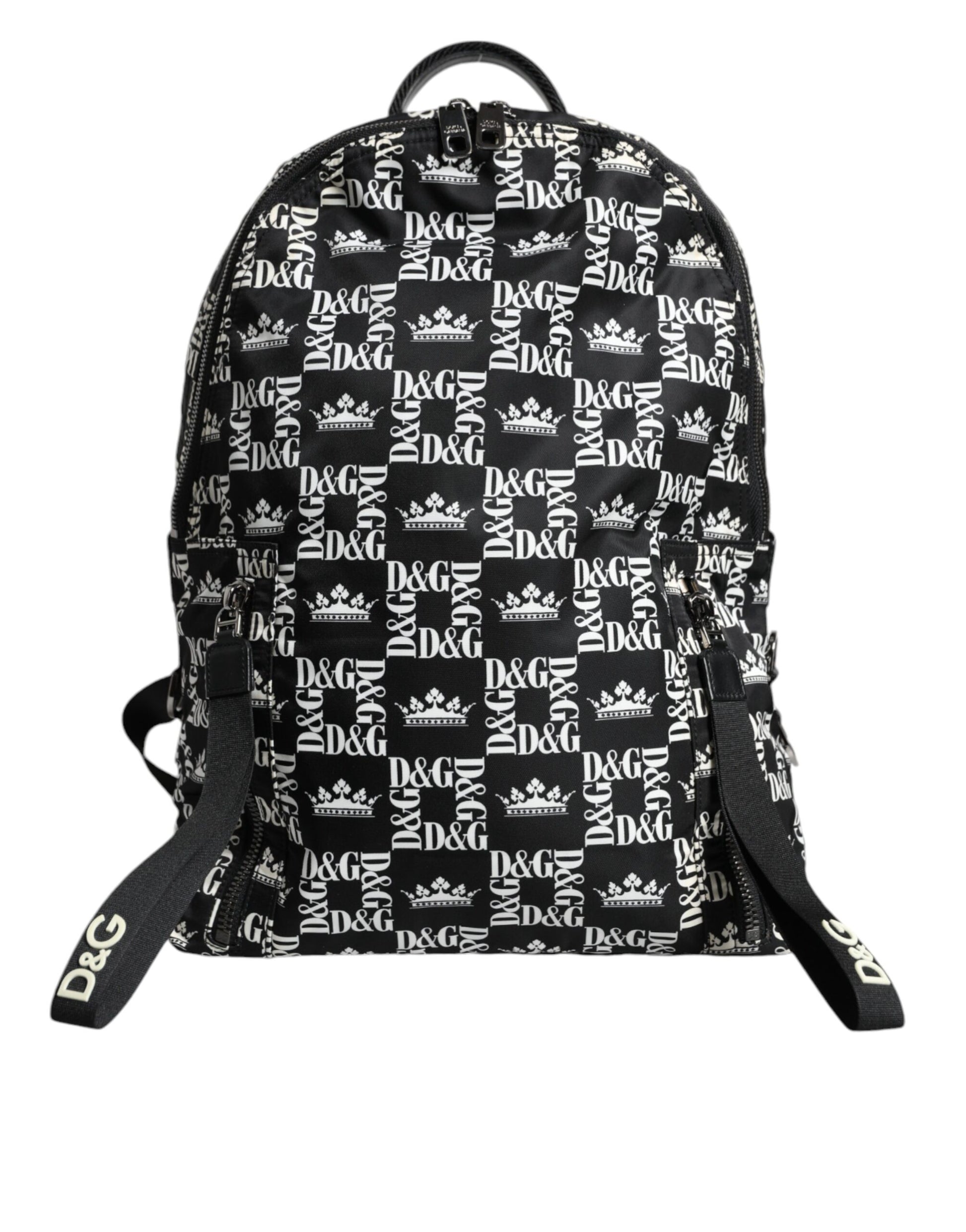 Dolce &amp; Gabbana – Rucksack aus Nylon mit DG-Kronenlogo in Schwarz und Weiß