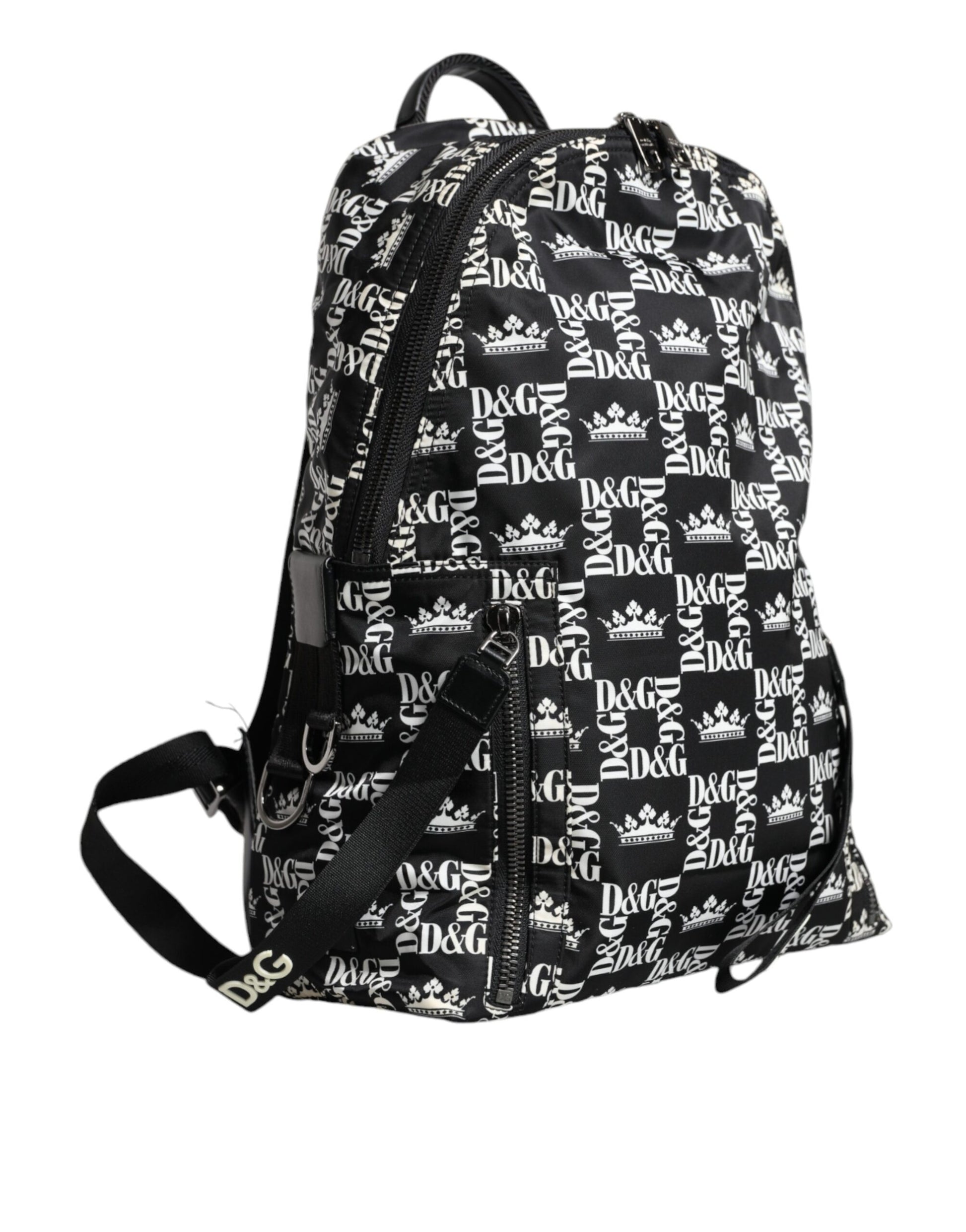 Dolce &amp; Gabbana – Rucksack aus Nylon mit DG-Kronenlogo in Schwarz und Weiß