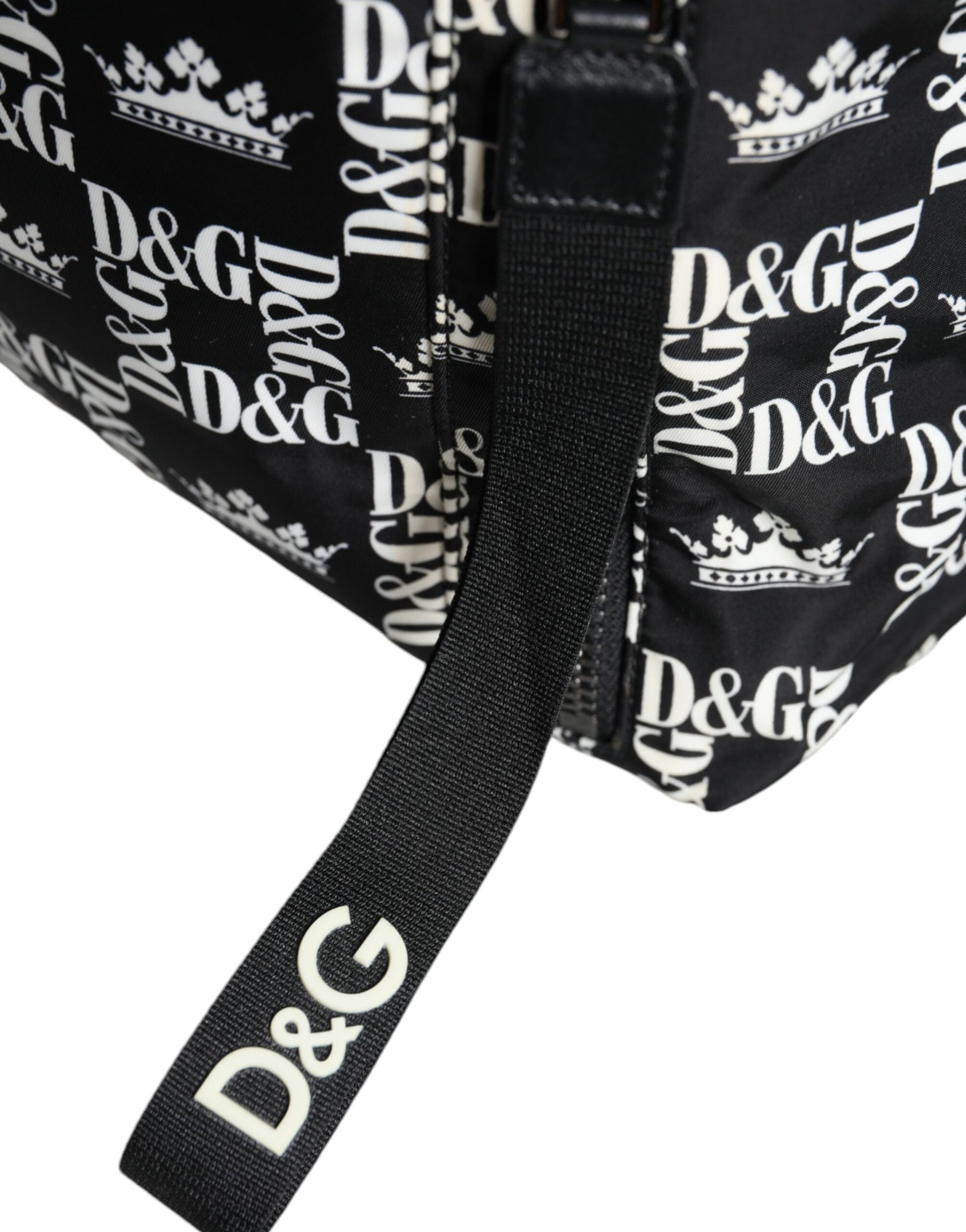 Dolce &amp; Gabbana – Rucksack aus Nylon mit DG-Kronenlogo in Schwarz und Weiß