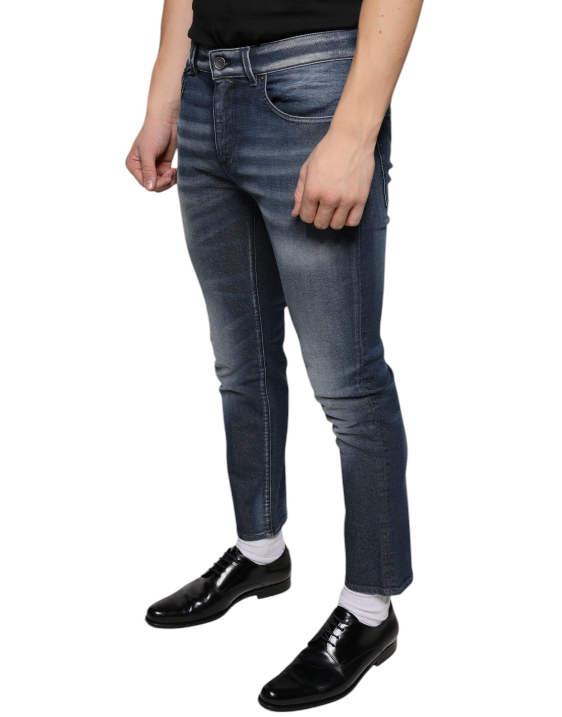 Dolce &amp; Gabbana Dunkelblaue Skinny-Jeans aus gewaschener Baumwolle