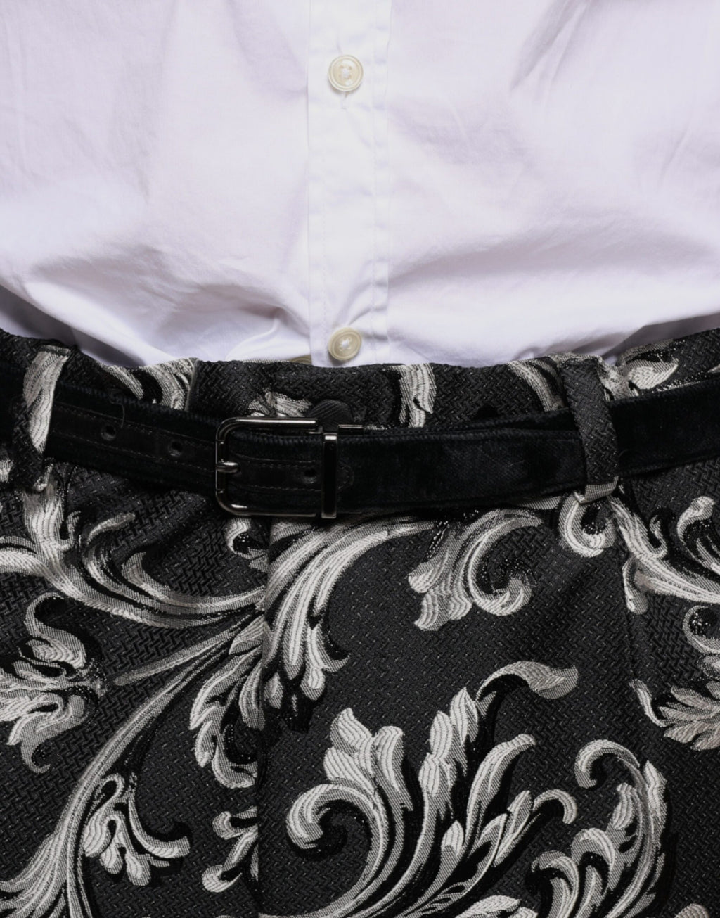 Dolce &amp; Gabbana – Enge Anzughose aus schwarzem Jacquard