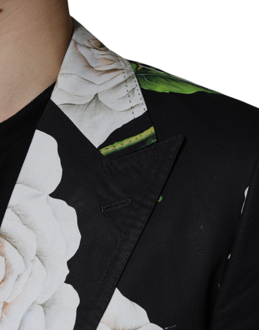 Dolce &amp; Gabbana – Schwarzer formeller 2-teiliger Anzug aus Baumwolle mit Rosenmuster für Herren