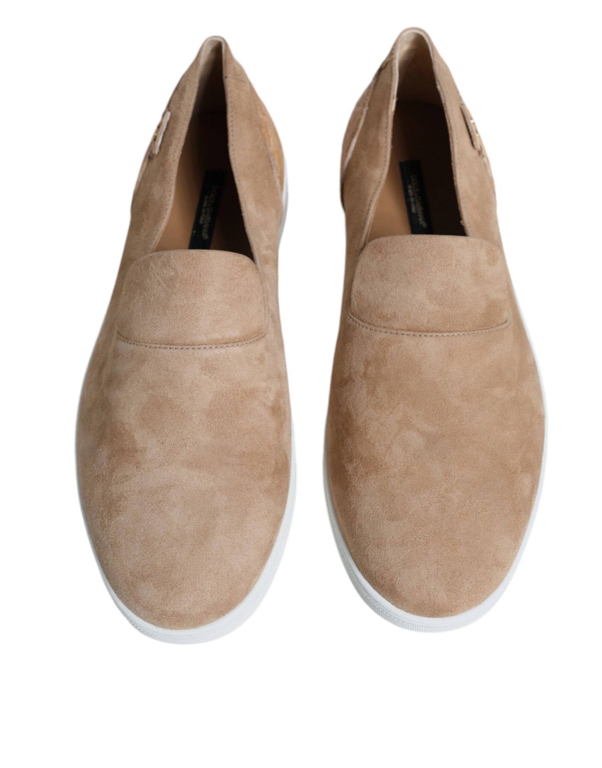 Dolce &amp; Gabbana Beige Wildleder Caiman Loafers Hausschuhe Schuhe