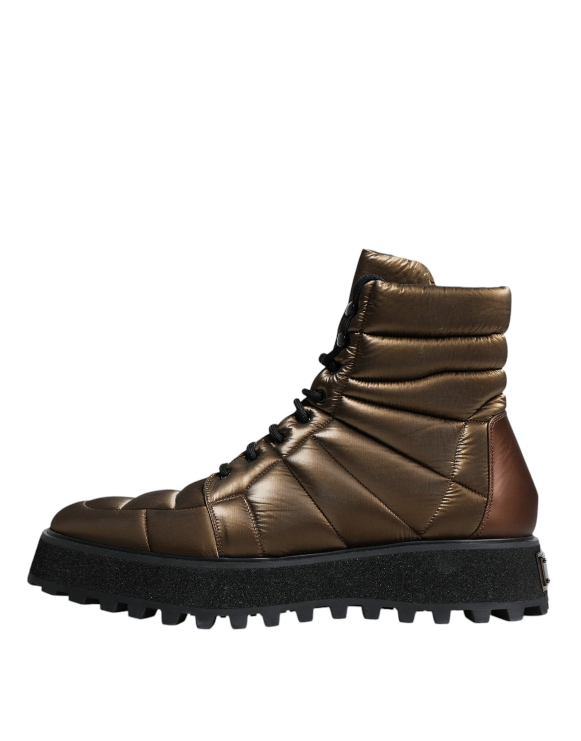 Dolce &amp; Gabbana – Gepolsterte, wadenhohe Schnürstiefel in Bronze