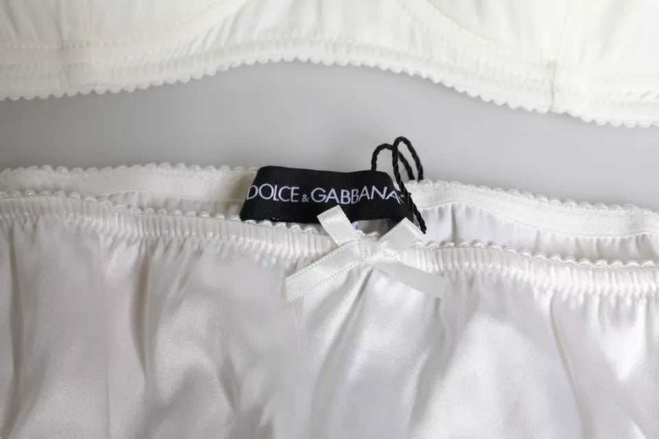 Dolce &amp; Gabbana – Balconette-BH aus Stretch-Seide in Weiß