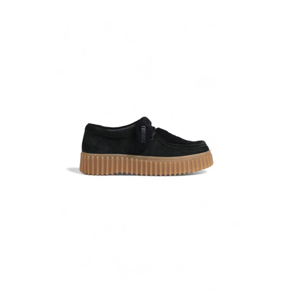 Clarks – Flache Schuhe aus schwarzem Schwamm