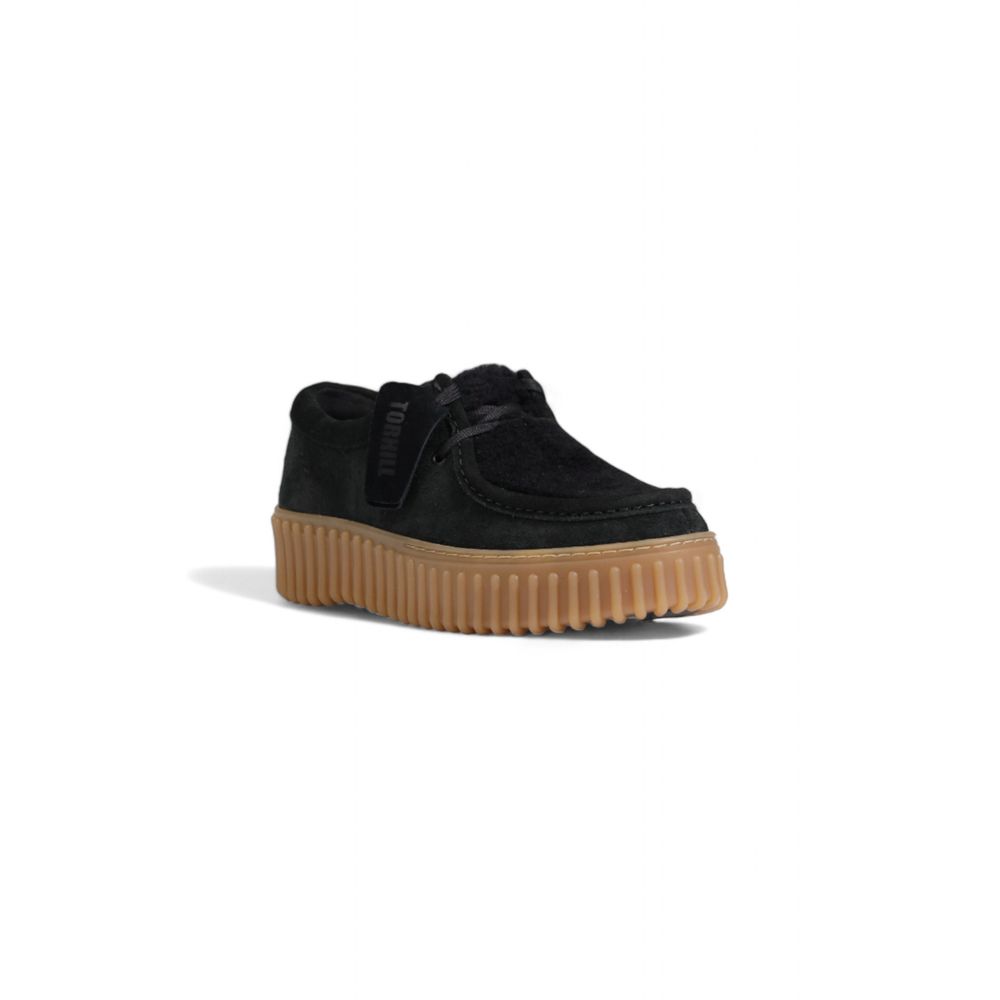 Clarks – Flache Schuhe aus schwarzem Schwamm