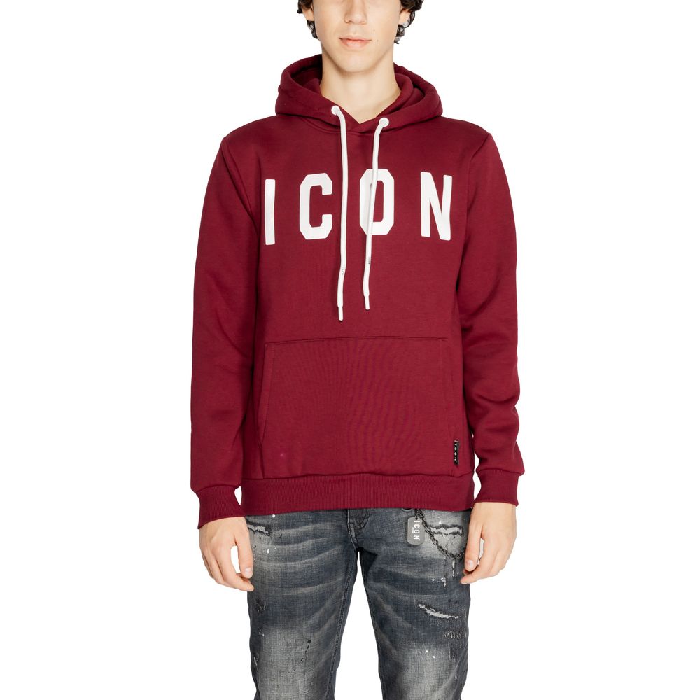 Kapuzenpullover aus Baumwolle mit Icon-Print in Bordeaux