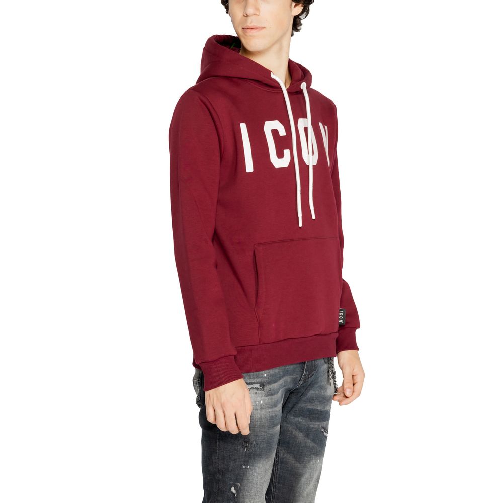 Kapuzenpullover aus Baumwolle mit Icon-Print in Bordeaux