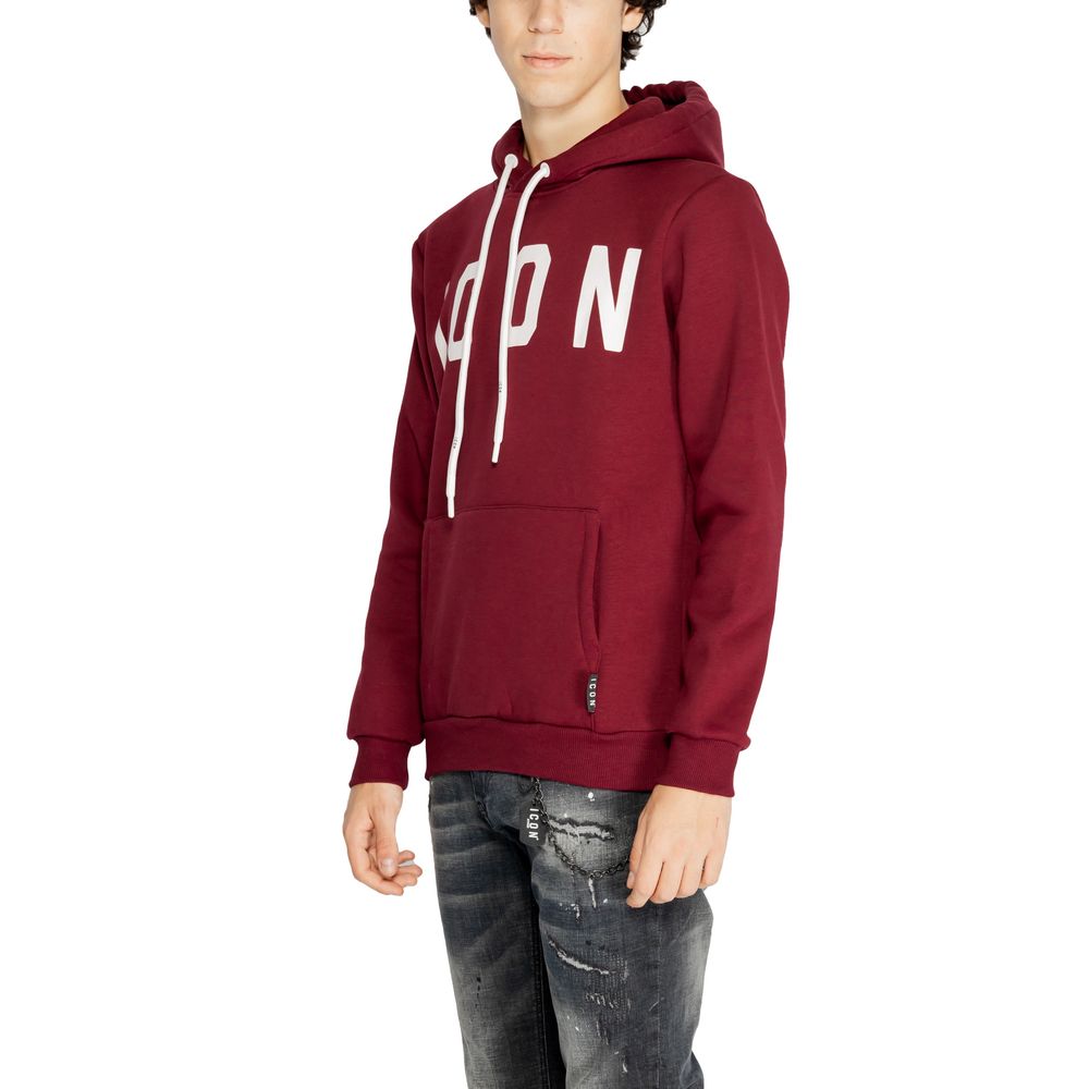 Kapuzenpullover aus Baumwolle mit Icon-Print in Bordeaux