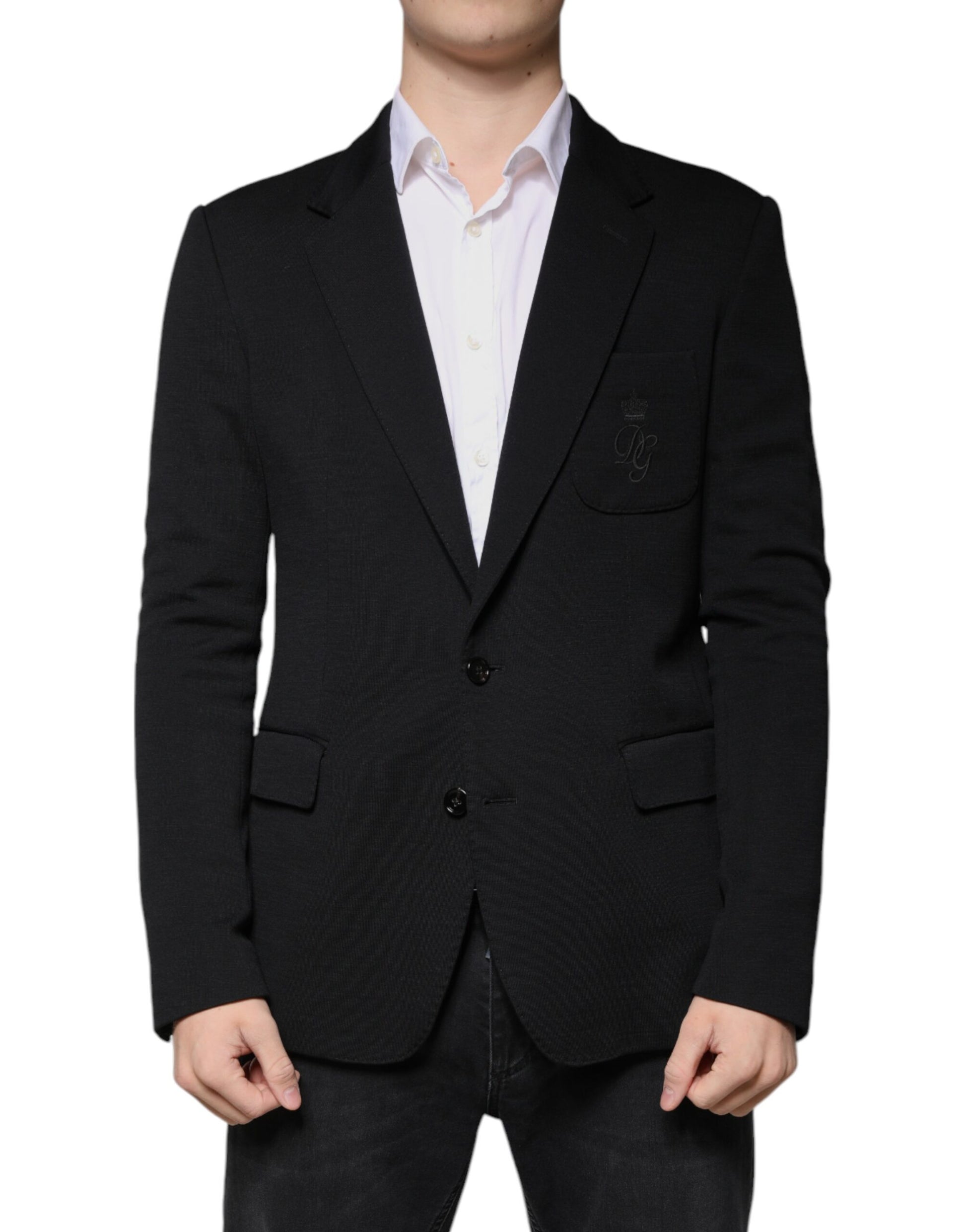 Dolce &amp; Gabbana – Einreihiger, formeller Blazer aus schwarzer Wolle