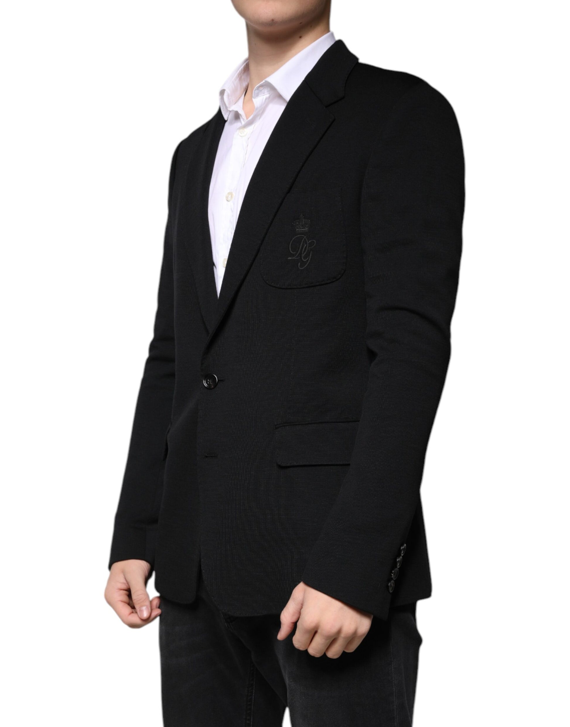 Dolce &amp; Gabbana – Einreihiger, formeller Blazer aus schwarzer Wolle