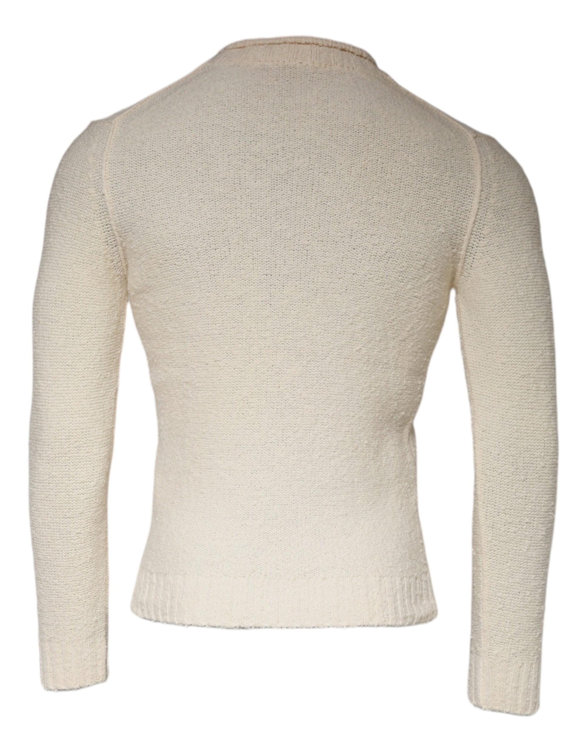 KANGRA Beigefarbener Pullover aus Wollstrick mit langen Ärmeln und Rundhalsausschnitt