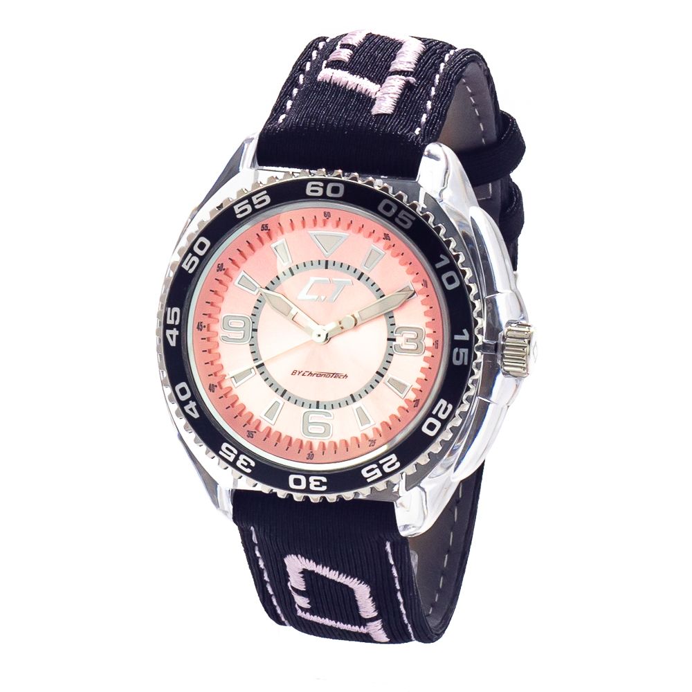 Chronotech Black Leather Dress Watch