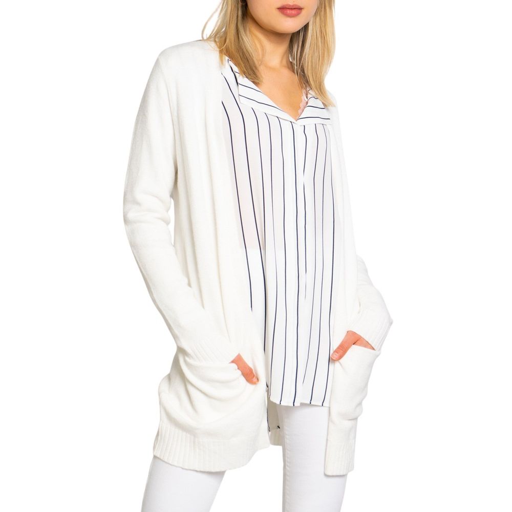 Vila Clothes – Weiße Viskose-Strickjacke