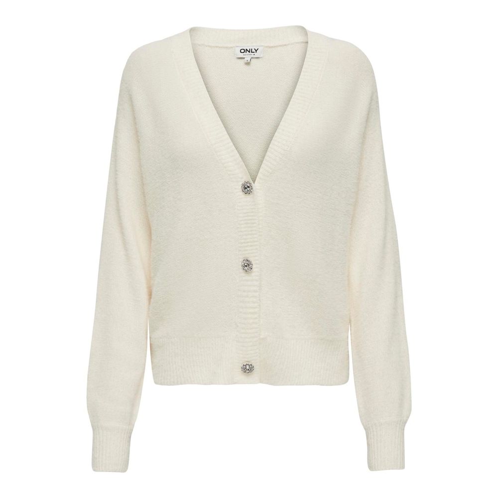 Only – Cremefarbene Nylon-Strickjacke