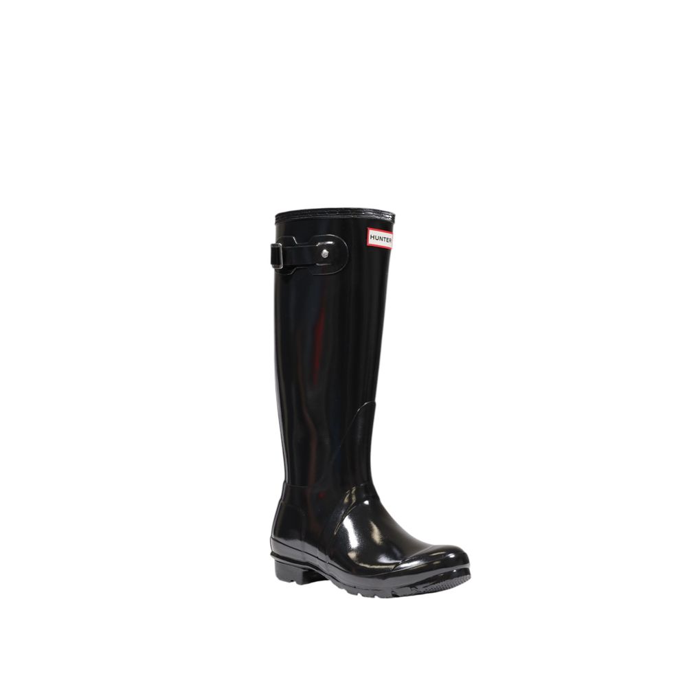 Hunter Schwarze Knöchelstiefel aus recyceltem Polyester