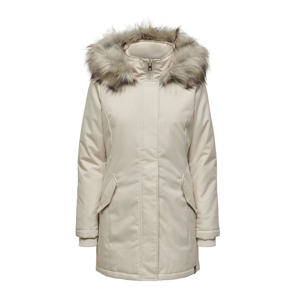 Only – Beigefarbener Polyesterparka