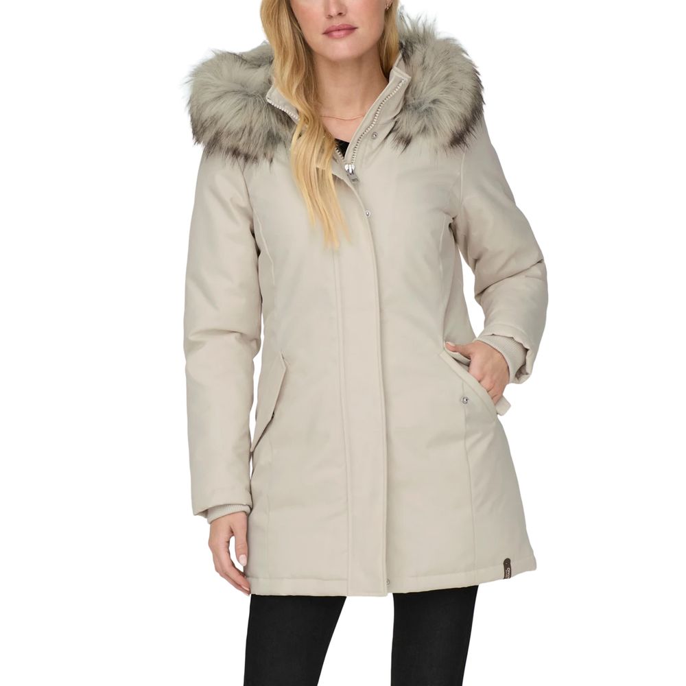 Only – Beigefarbener Polyesterparka