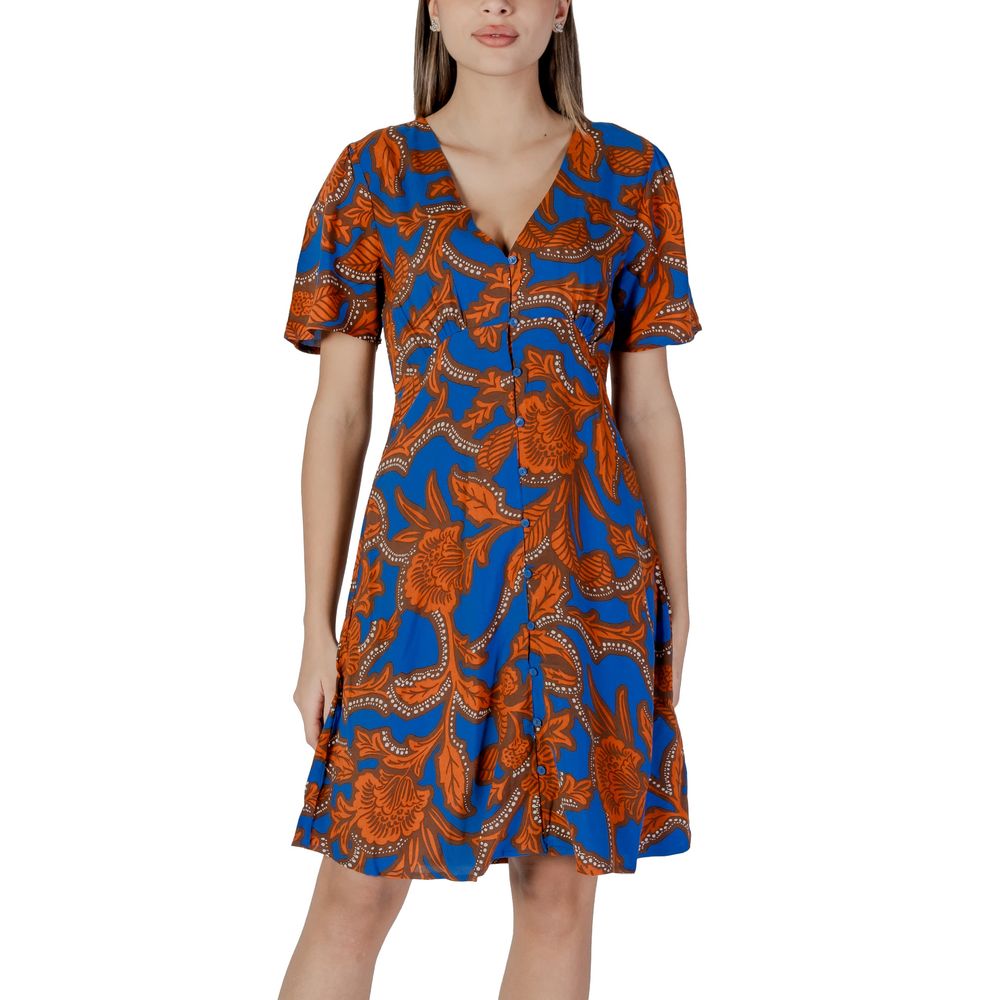 B.Young – Blaues Viskose-Midikleid