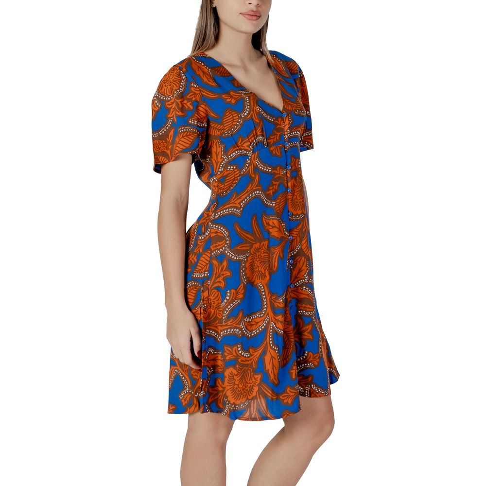 B.Young – Blaues Viskose-Midikleid
