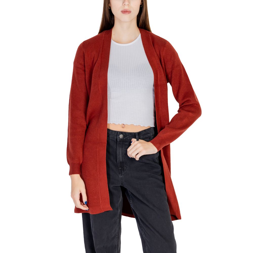 Vero Moda – Rote Viskose-Strickjacke
