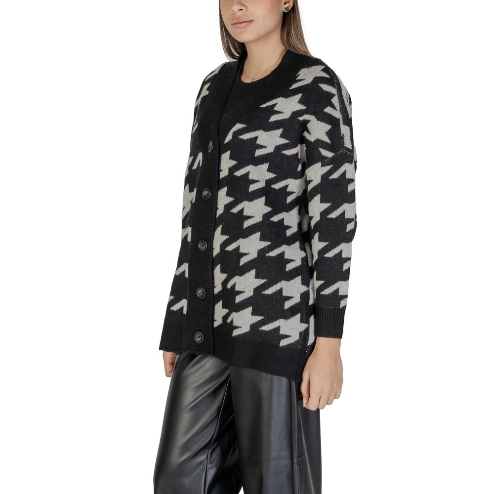 Vero Moda – Schwarz-weiße Marabu-Strickjacke