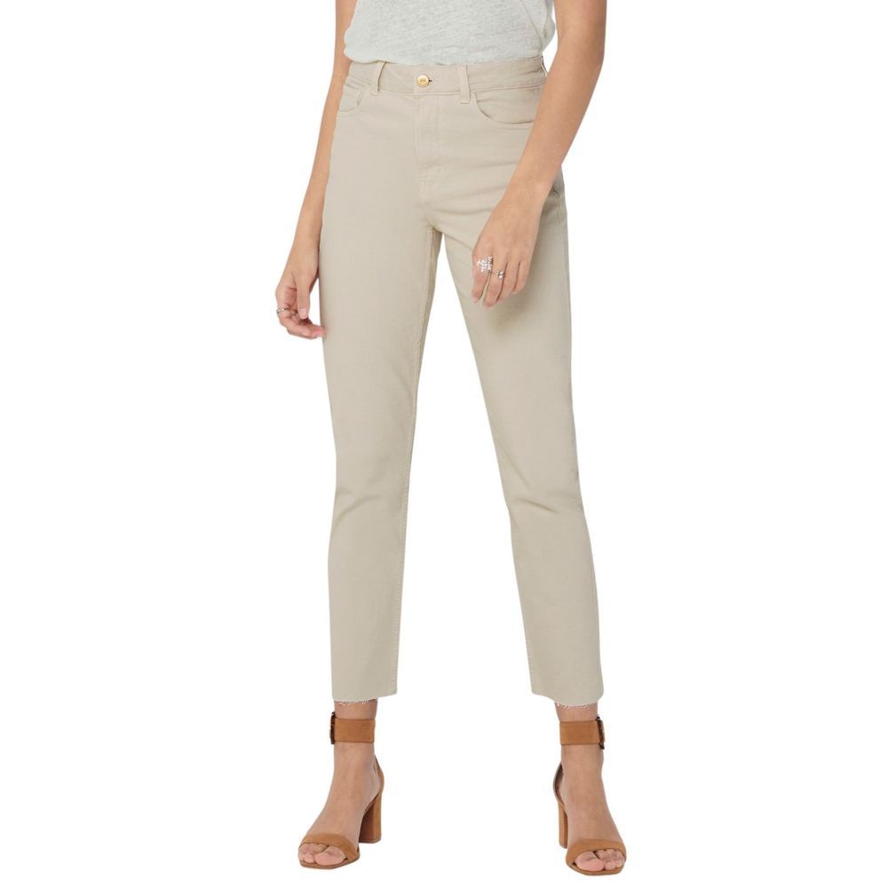 Only Beige Mom-Jeans aus Baumwolle