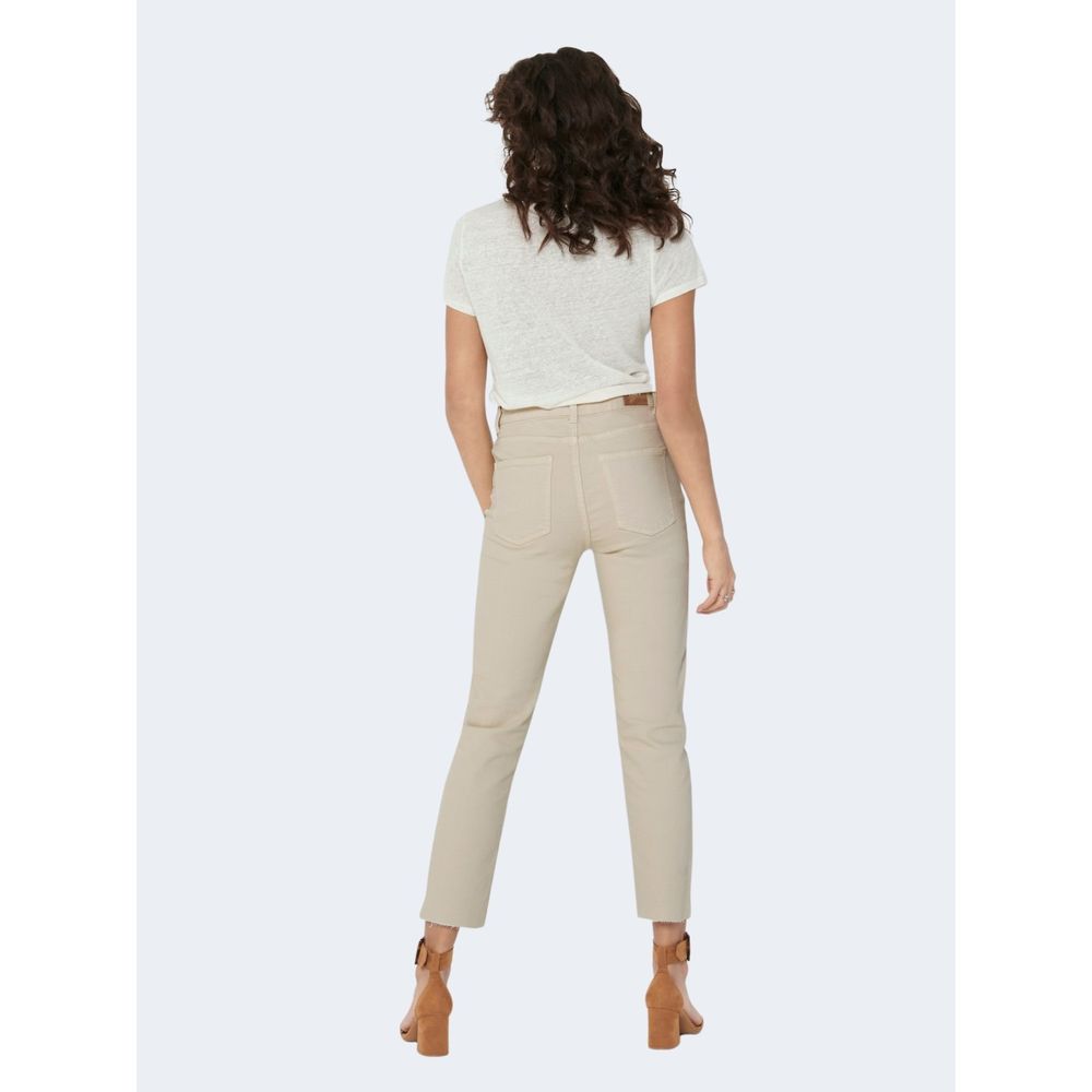 Only Beige Mom-Jeans aus Baumwolle