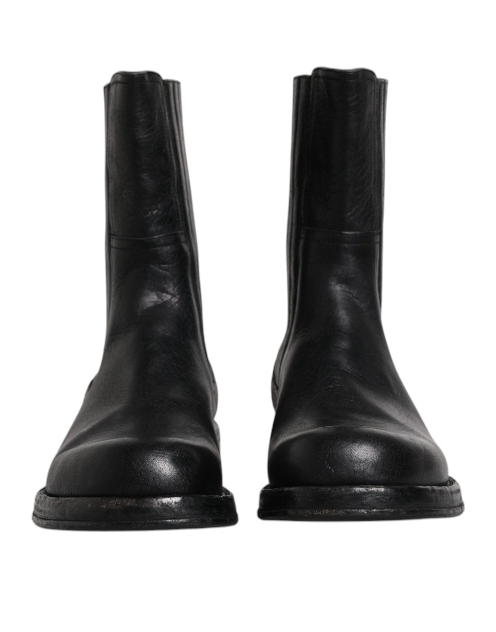 Dolce &amp; Gabbana – Wadenhohe Stiefel aus schwarzem Pferdeleder