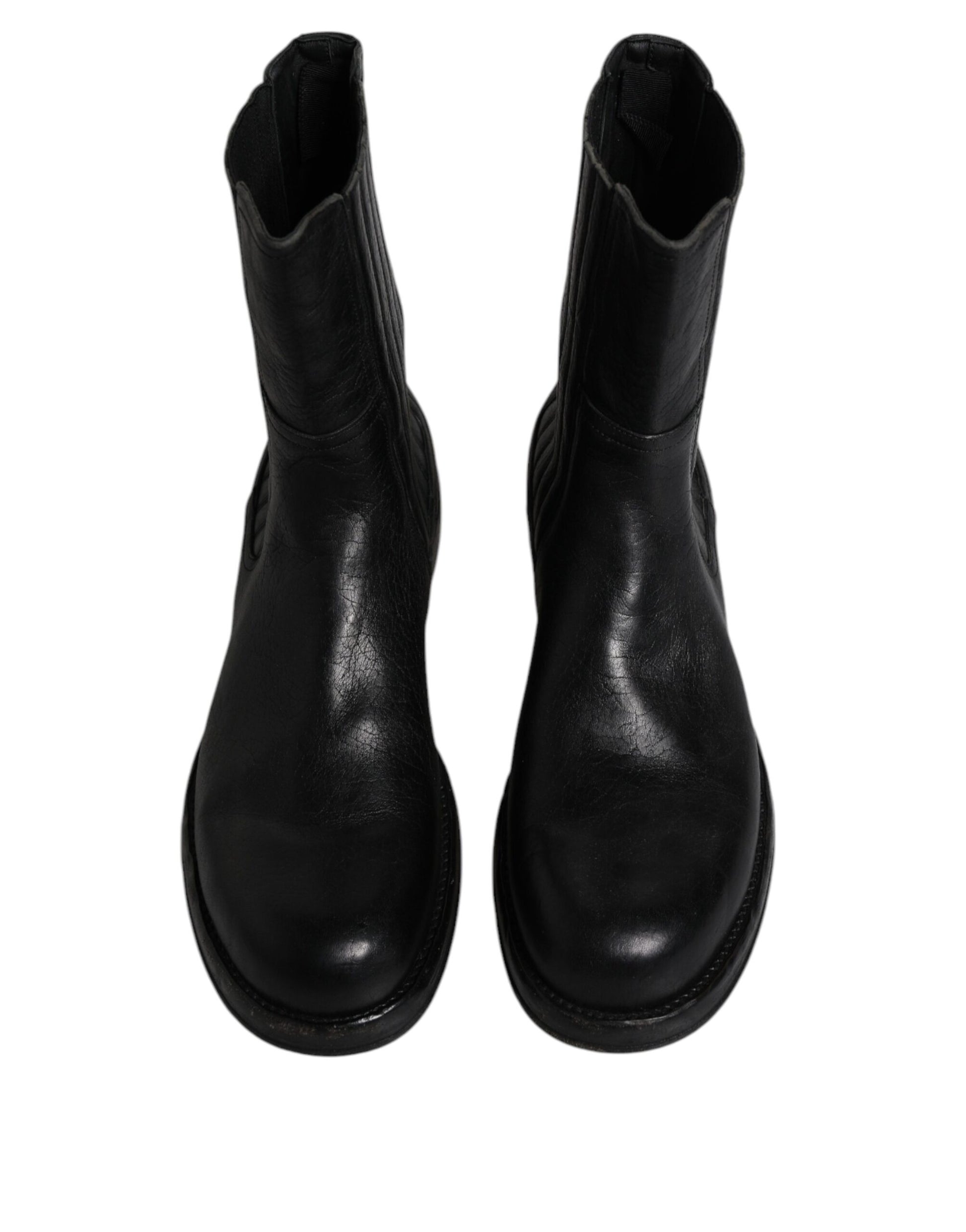 Dolce &amp; Gabbana – Wadenhohe Stiefel aus schwarzem Pferdeleder