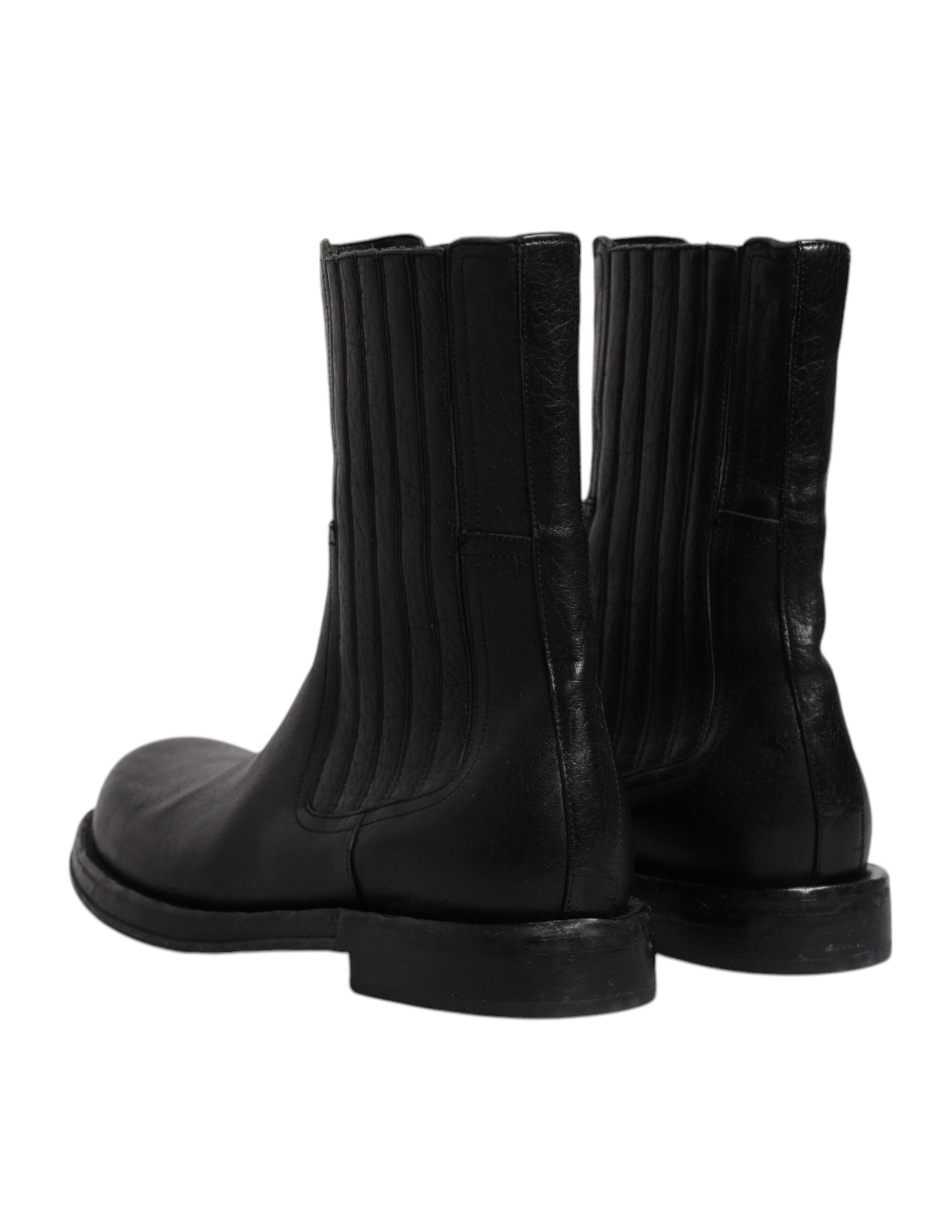 Dolce &amp; Gabbana – Wadenhohe Stiefel aus schwarzem Pferdeleder