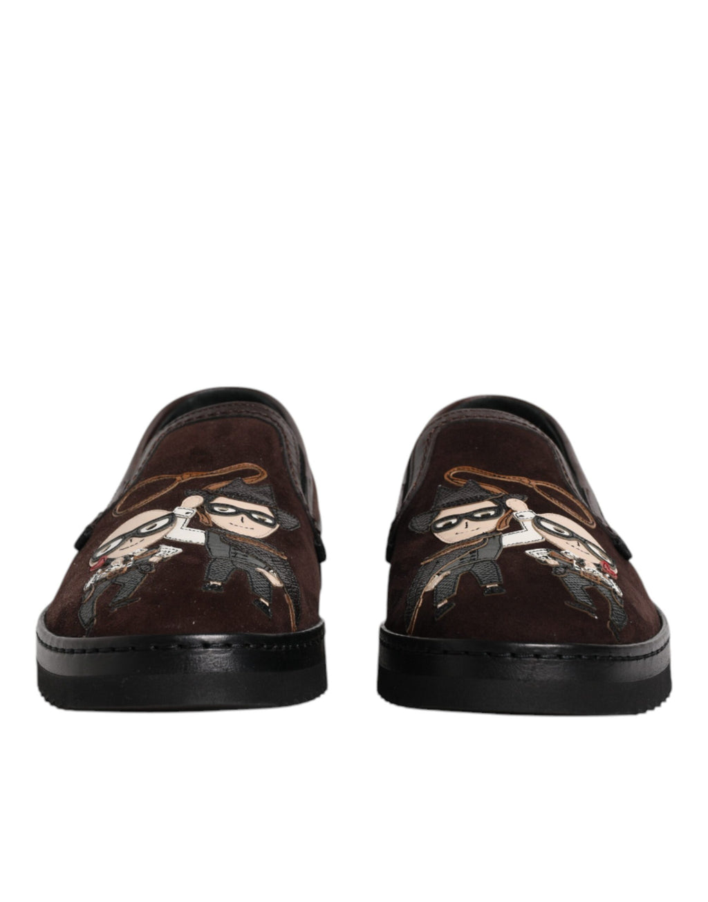 Dolce &amp; Gabbana – DG Family – Flache Slipper aus Wildleder in Braun