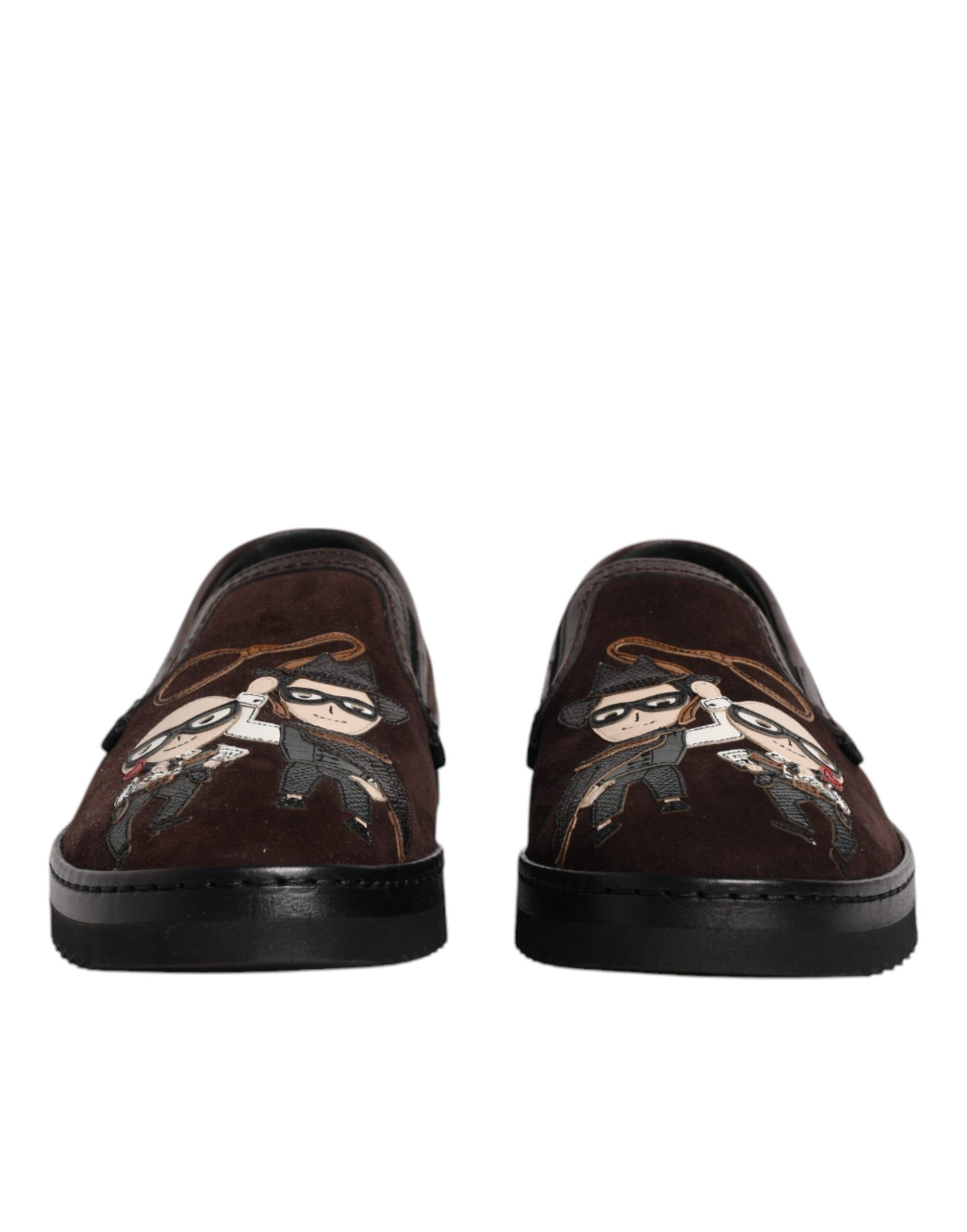 Dolce &amp; Gabbana – DG Family – Flache Slipper aus Wildleder in Braun