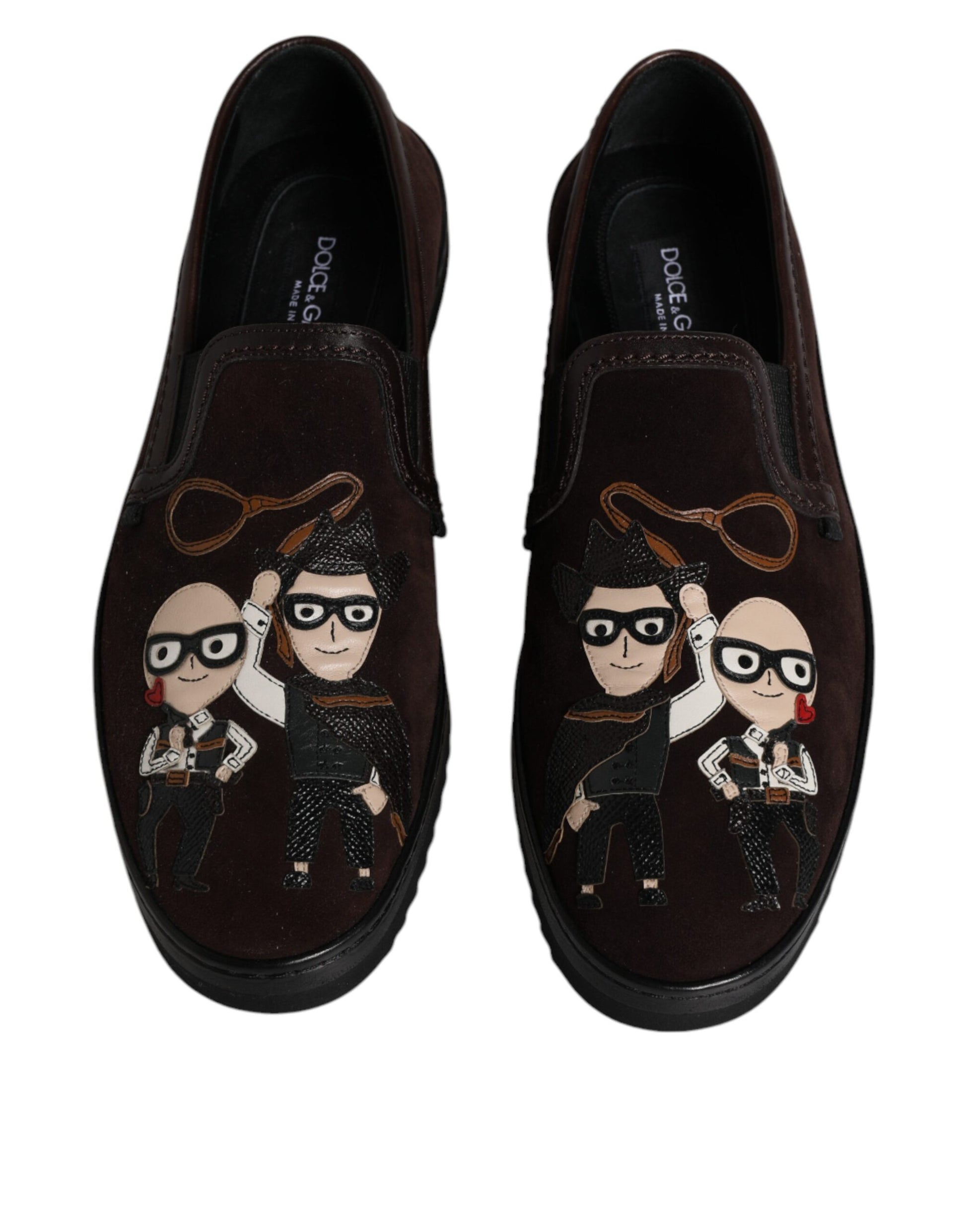 Dolce &amp; Gabbana – DG Family – Flache Slipper aus Wildleder in Braun