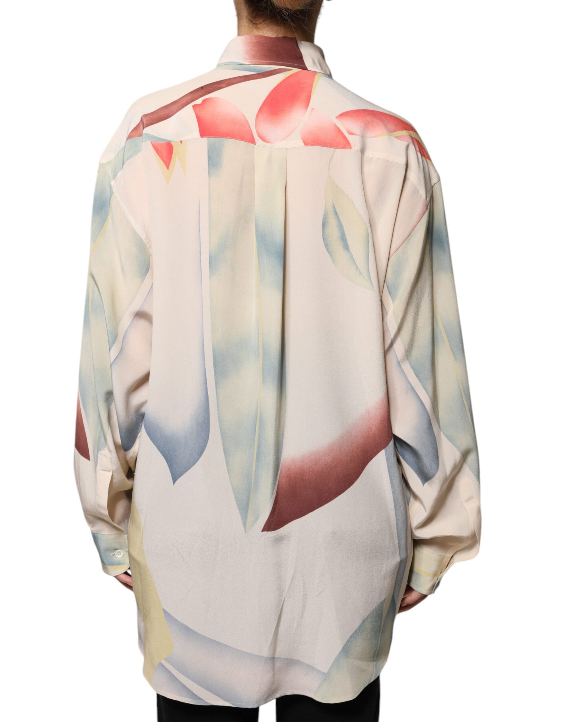 Etro Beige bedrucktes Blusentop mit Kragen und Knöpfen und langen Ärmeln