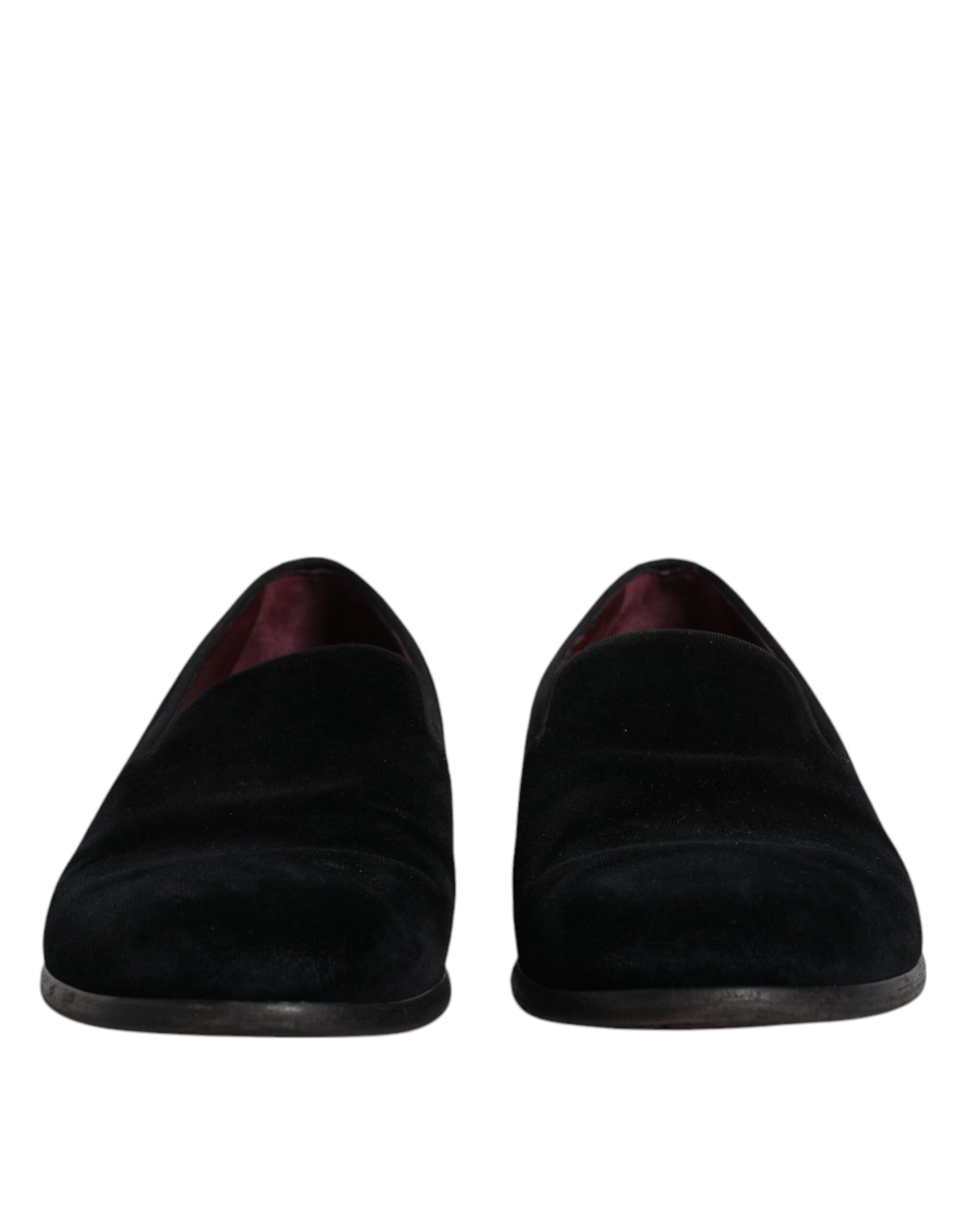Dolce &amp; Gabbana Schwarze Samt-Loafer, formelle Herrenschuhe